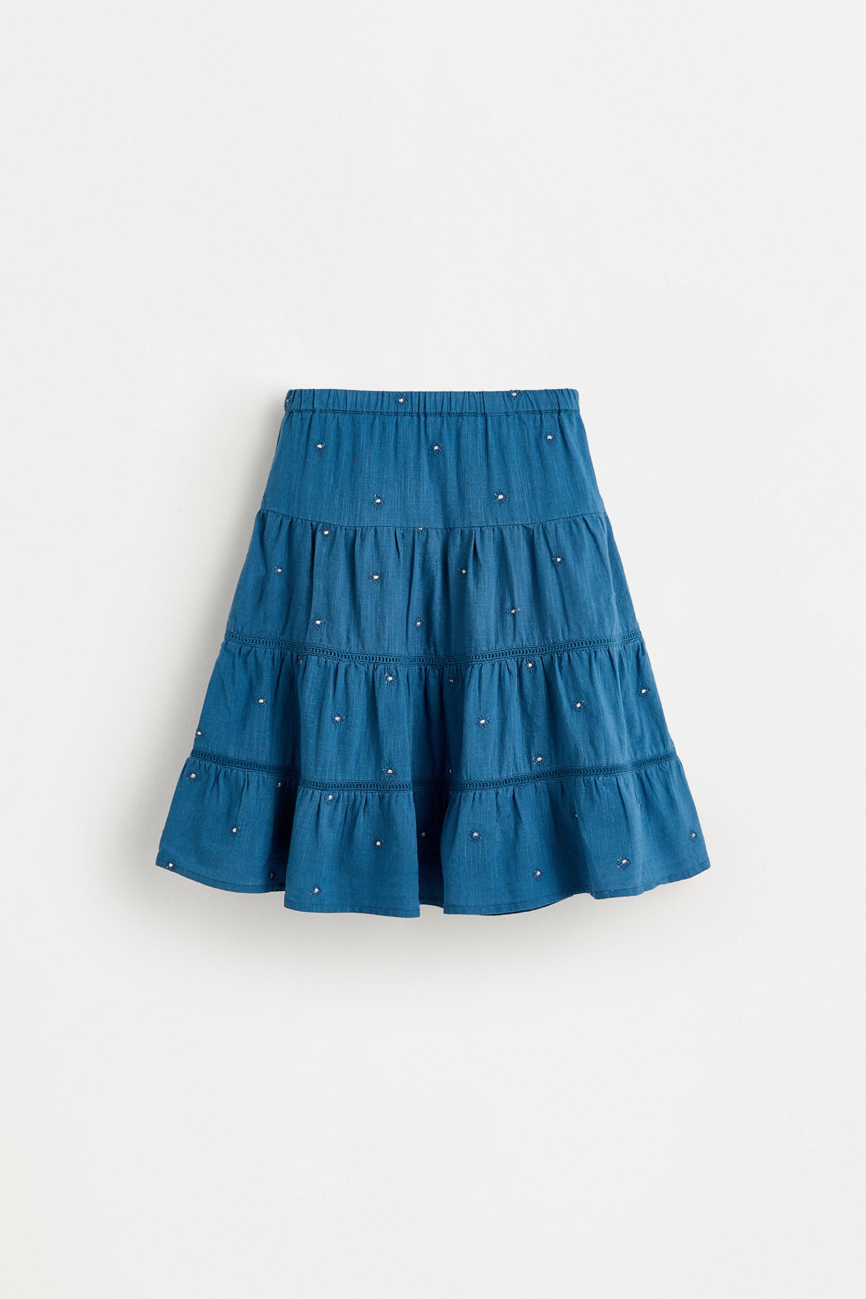 Embroidered sequin skirt — INK BLUE