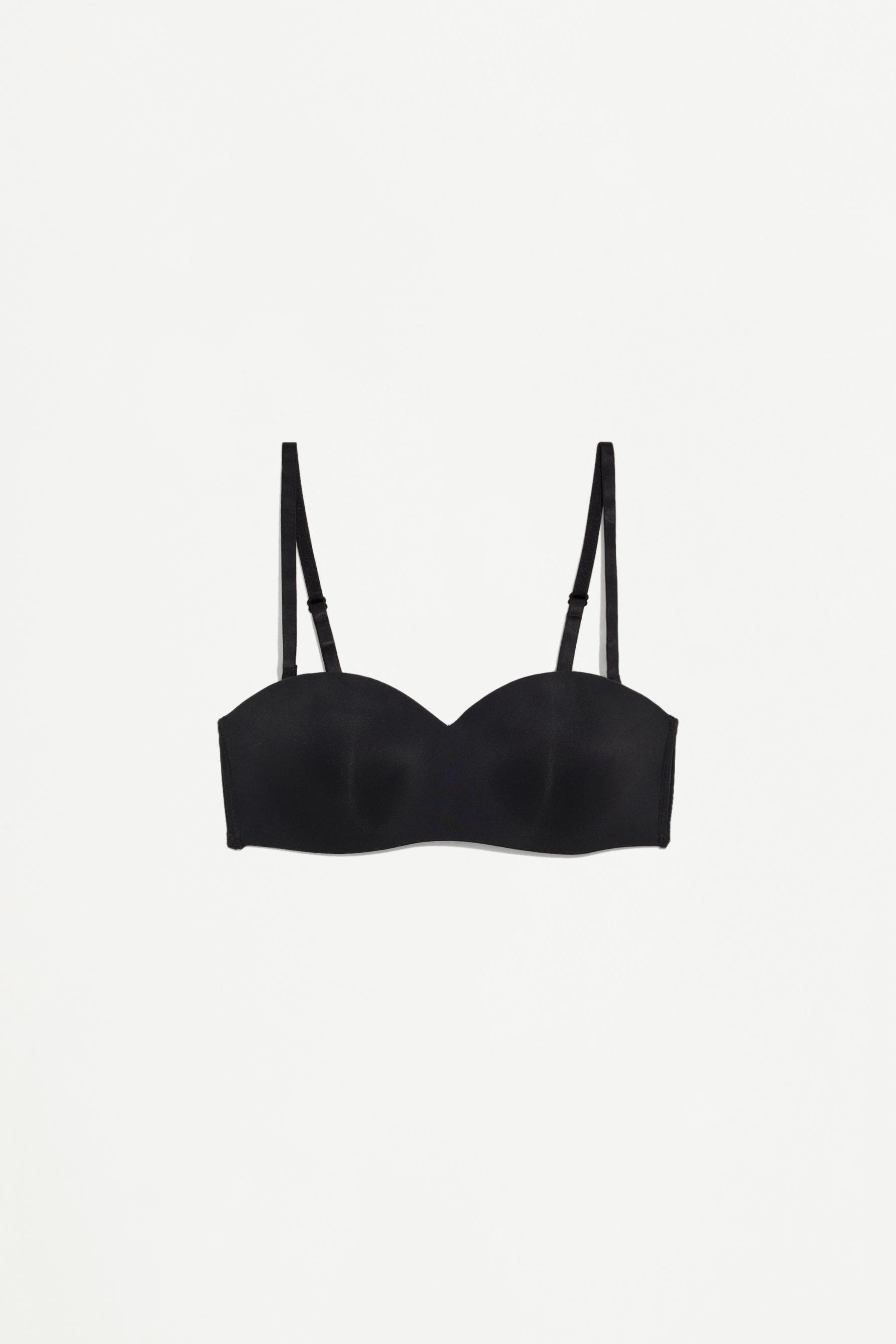 Pre-shaped bandeau bra — BLACK