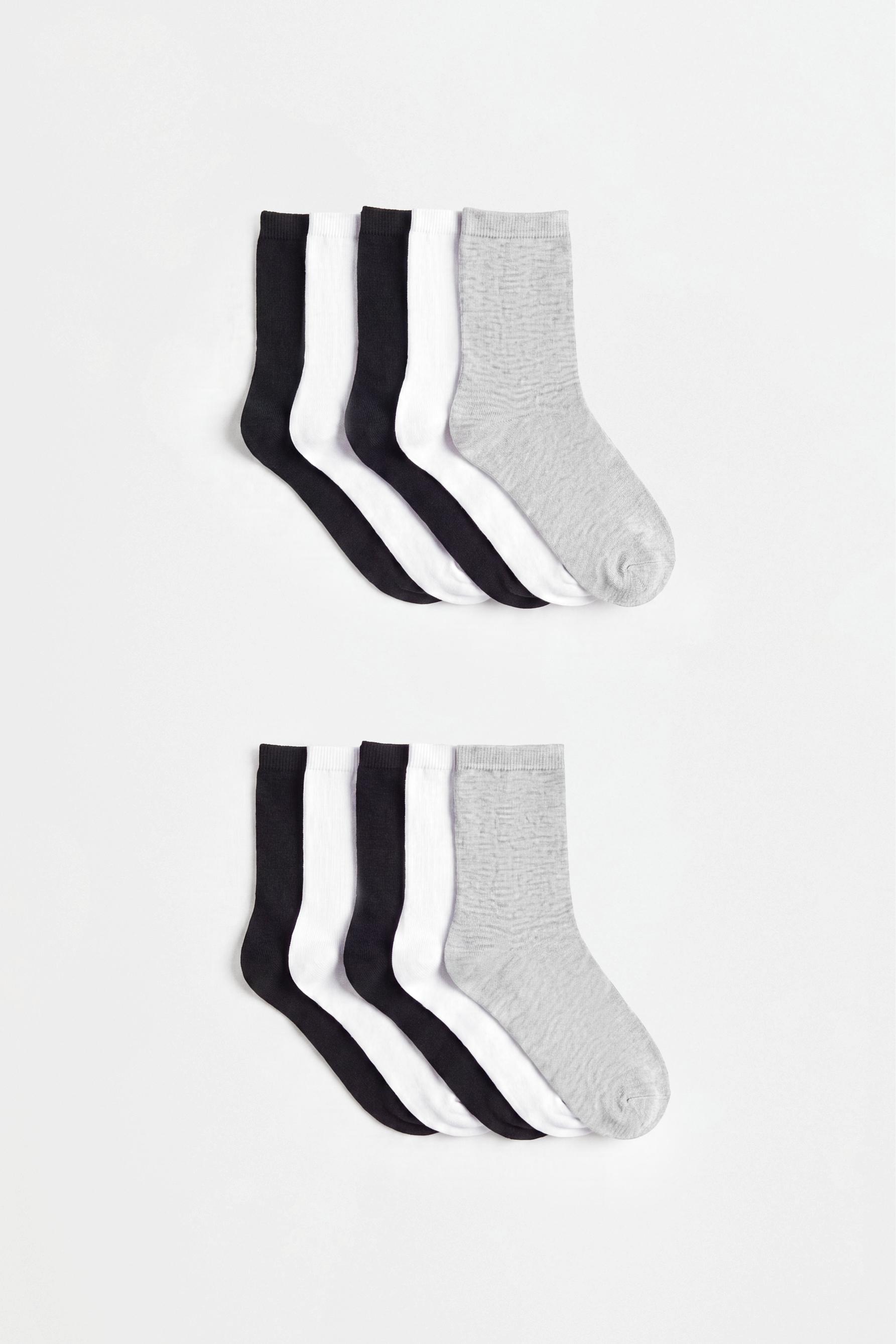 Plain Short Socks (10-Pack) — WHITE/GREY