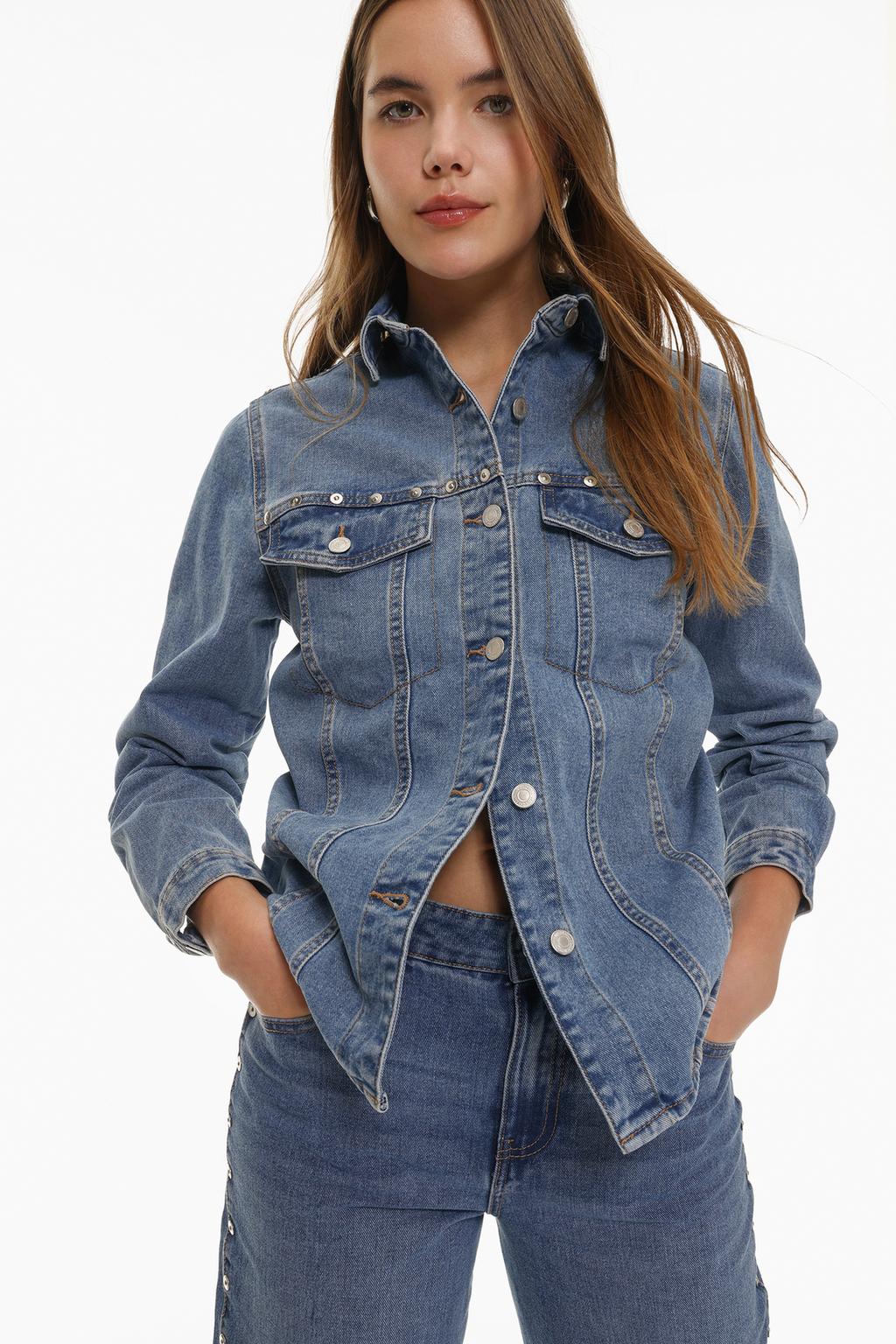 Studded denim overshirt