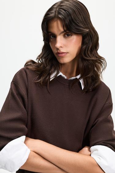 Basic sweater — DARK BROWN 3
