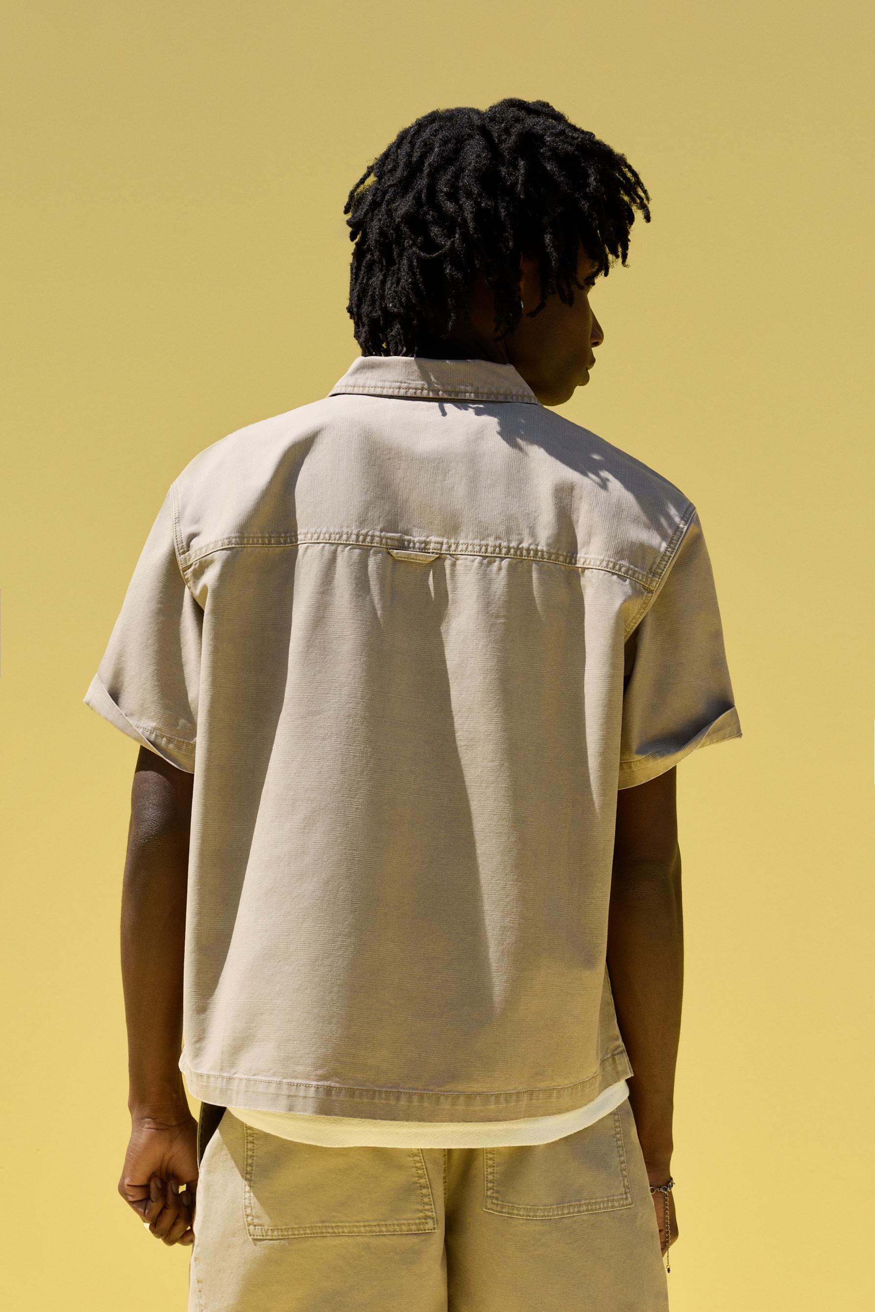Denim shirt with pockets — PALE OCHRE