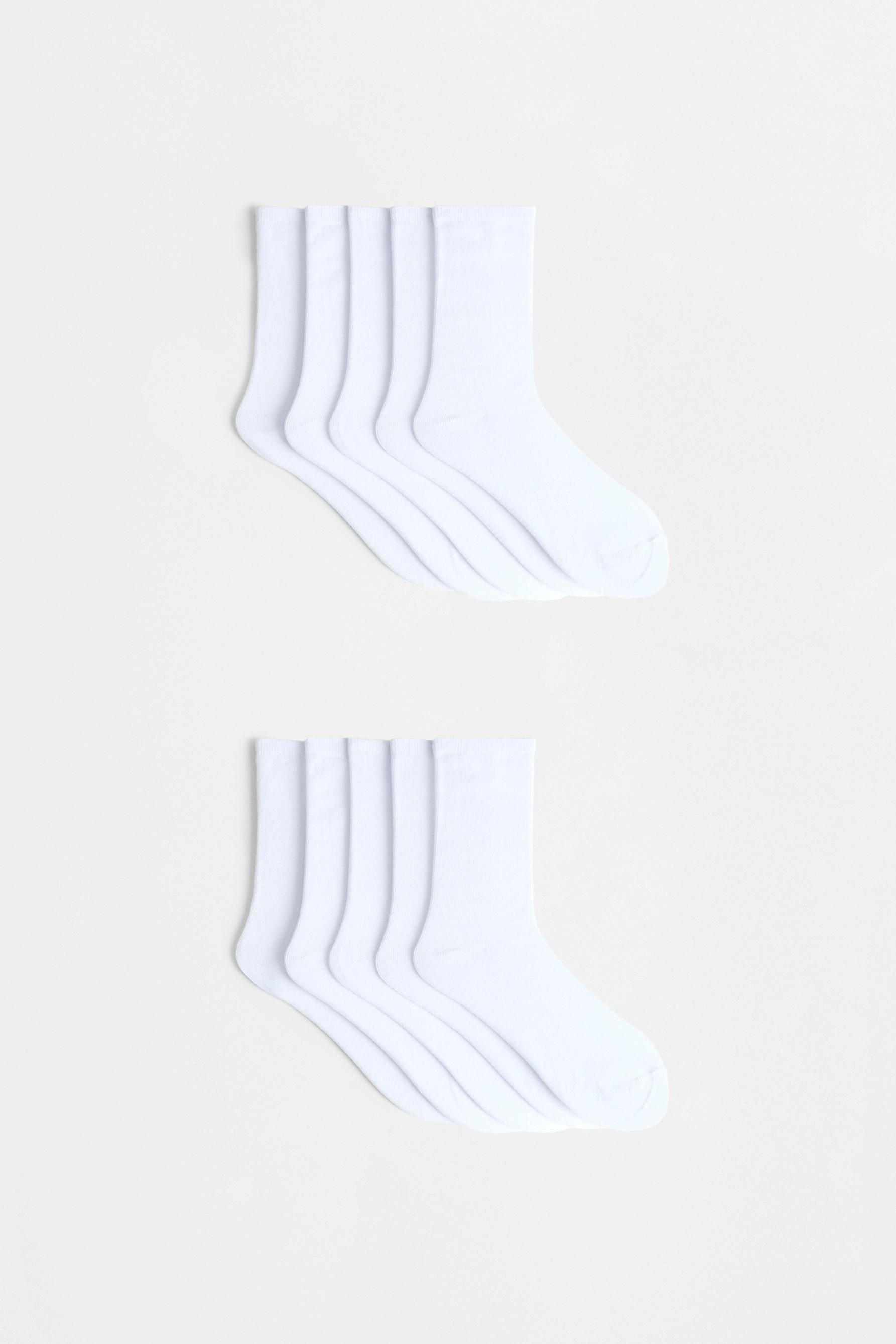Plain long socks (10-pack) — WHITE