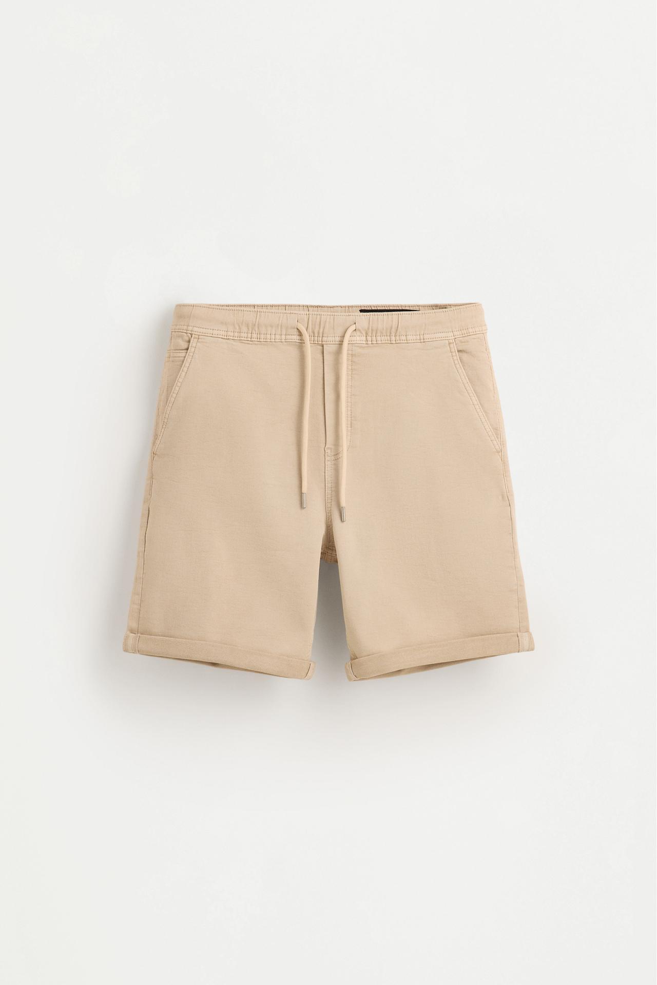 Denim jogger Bermuda shorts — MEDIUM BEIGE