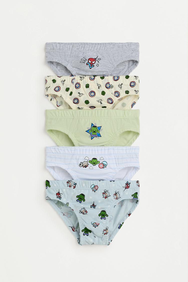 5-Pack of Avengers ©Marvel Briefs — WHITE/GREEN