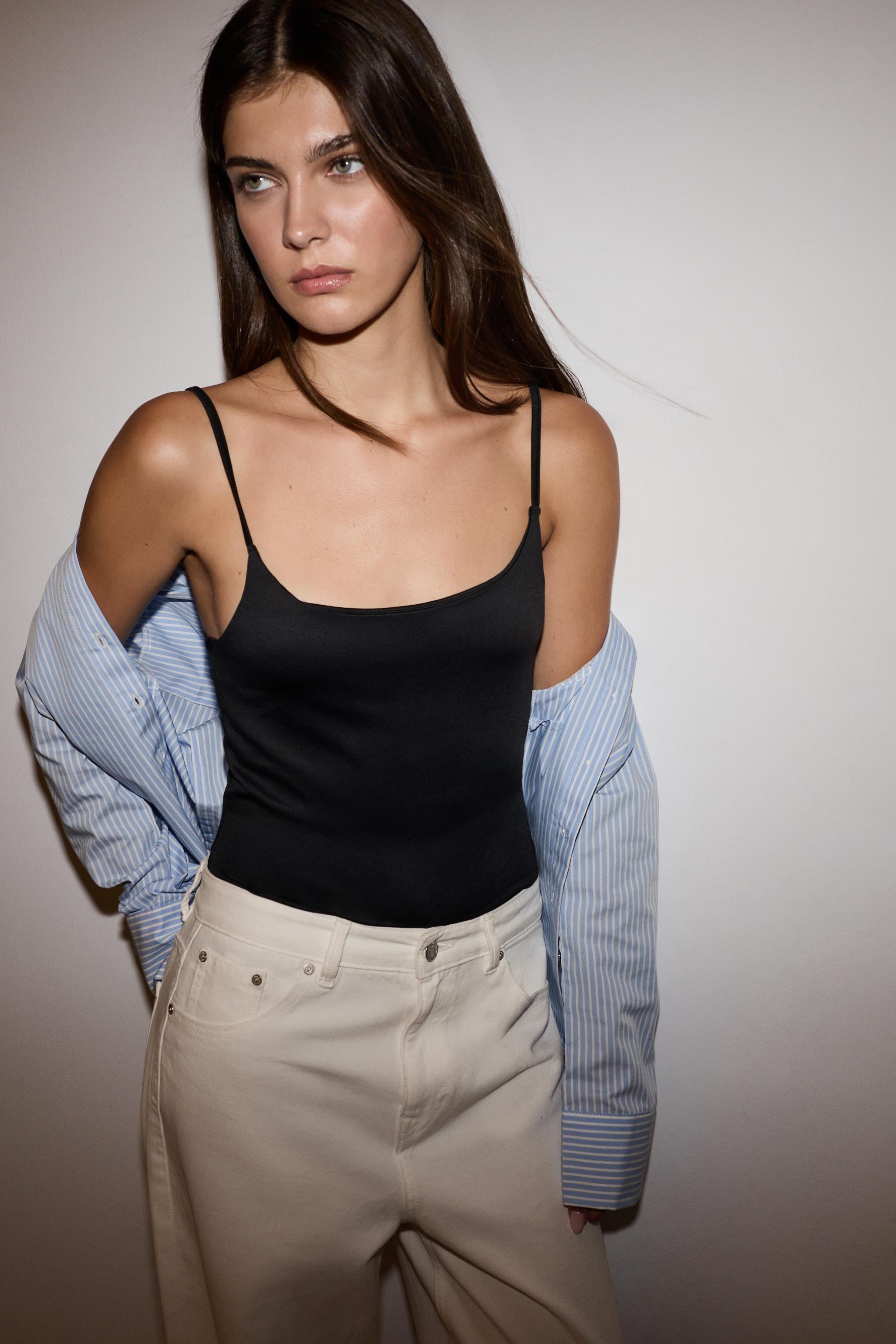 Polyamide Strappy Top — BLACK
