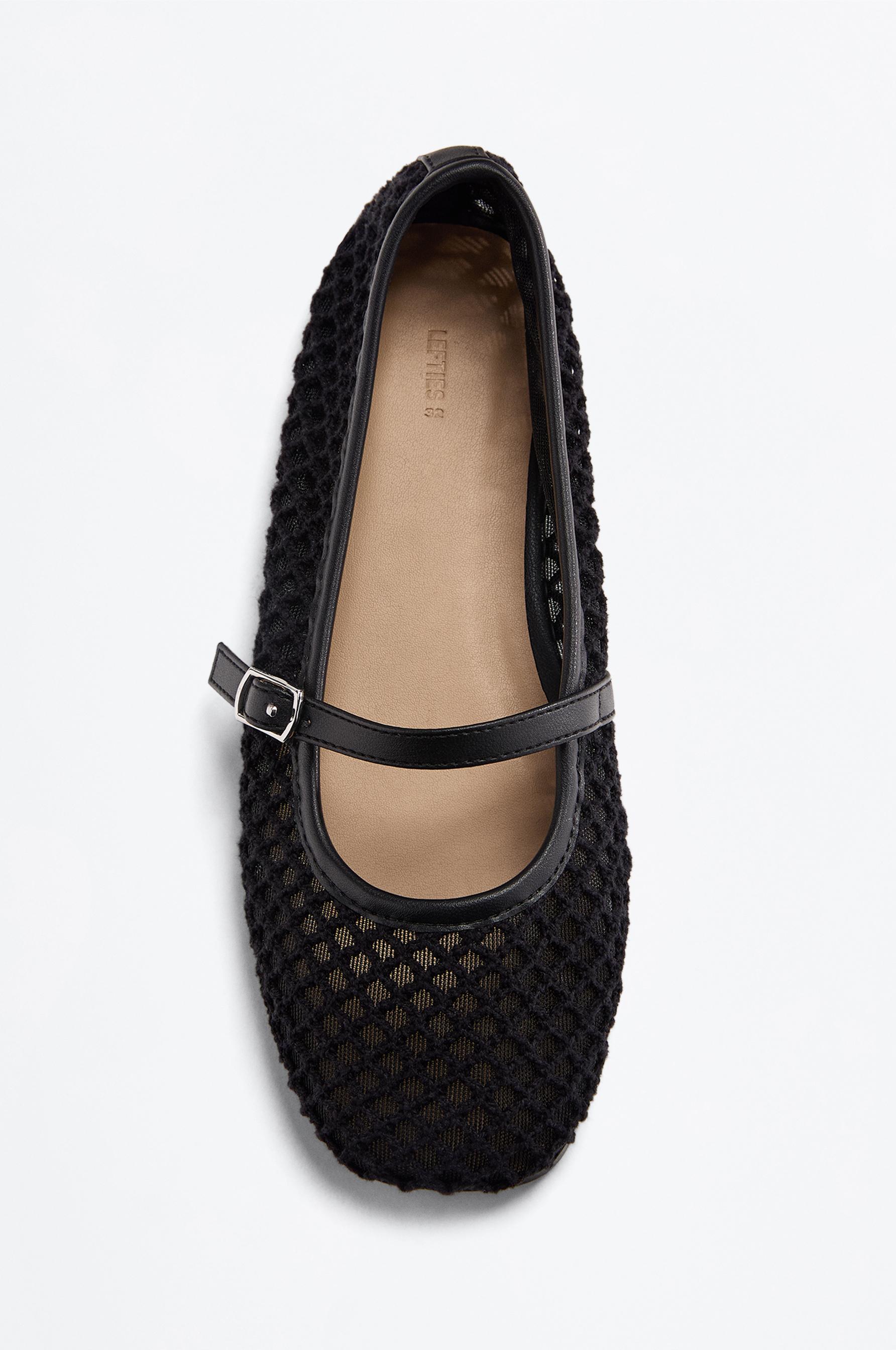 MESH BALLET FLATS — BLACK