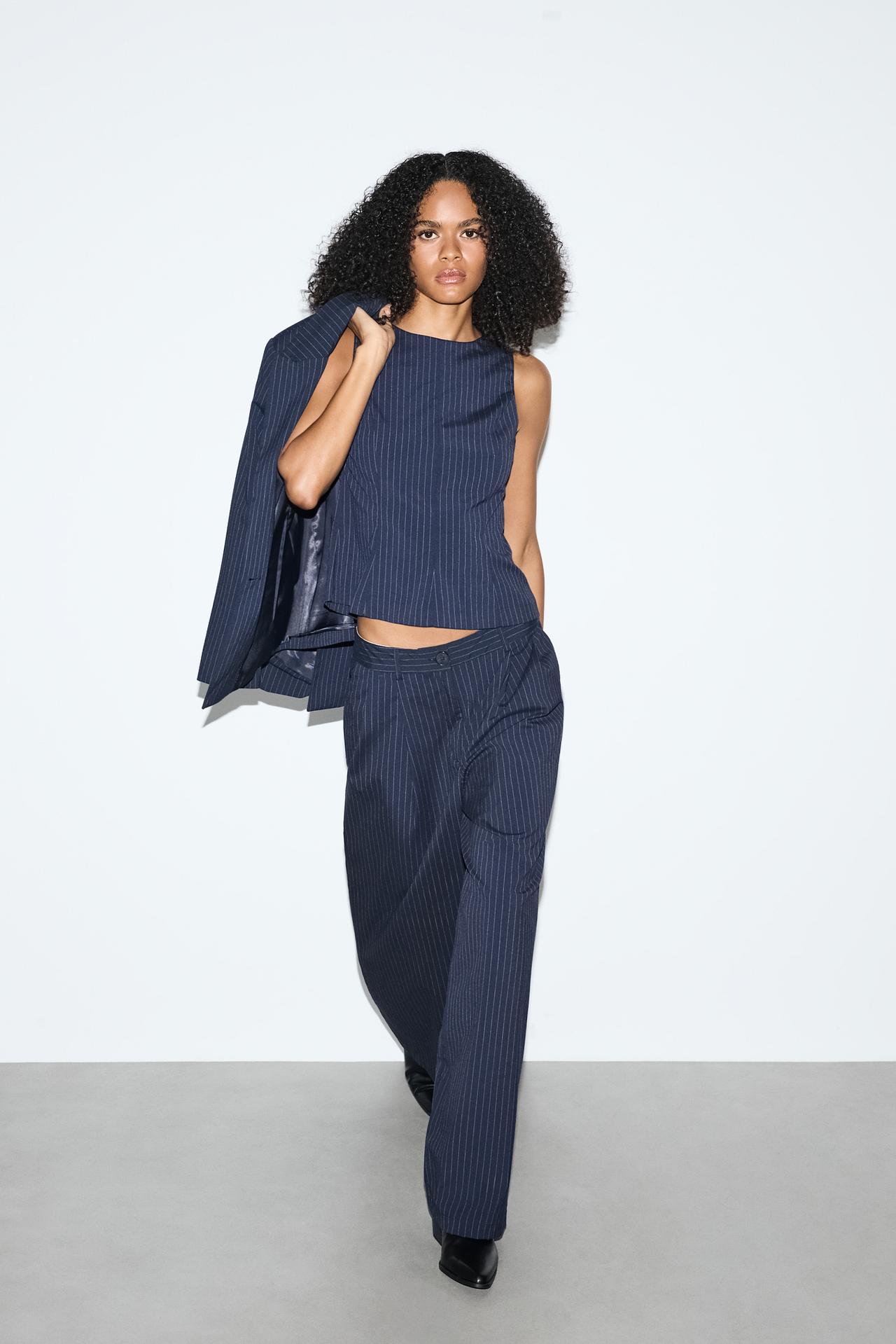 Wide-leg trousers — NAVY