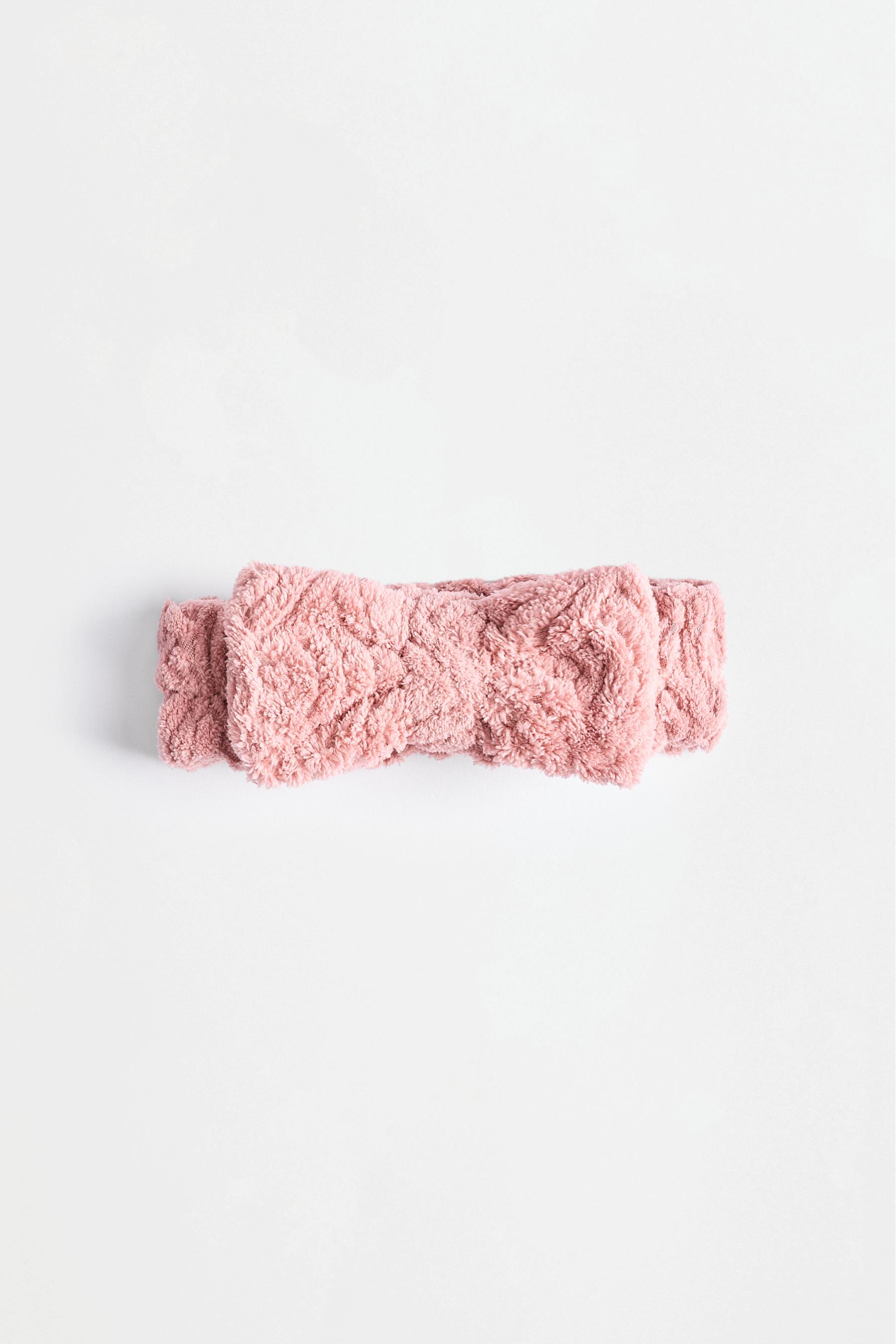 Towel-effect bow headband — PASTEL PINK