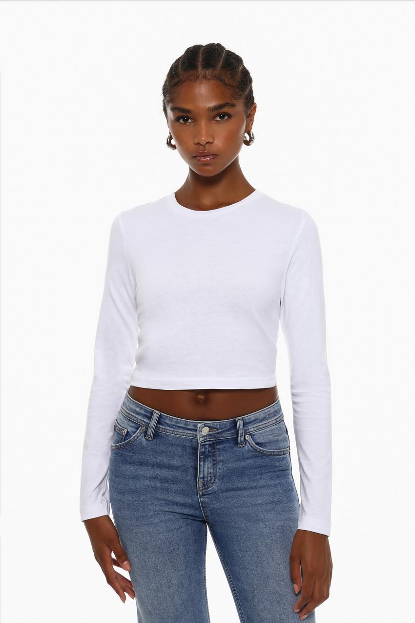 Crop Top Manga Larga Shein Shein Crop Top Manga Larga