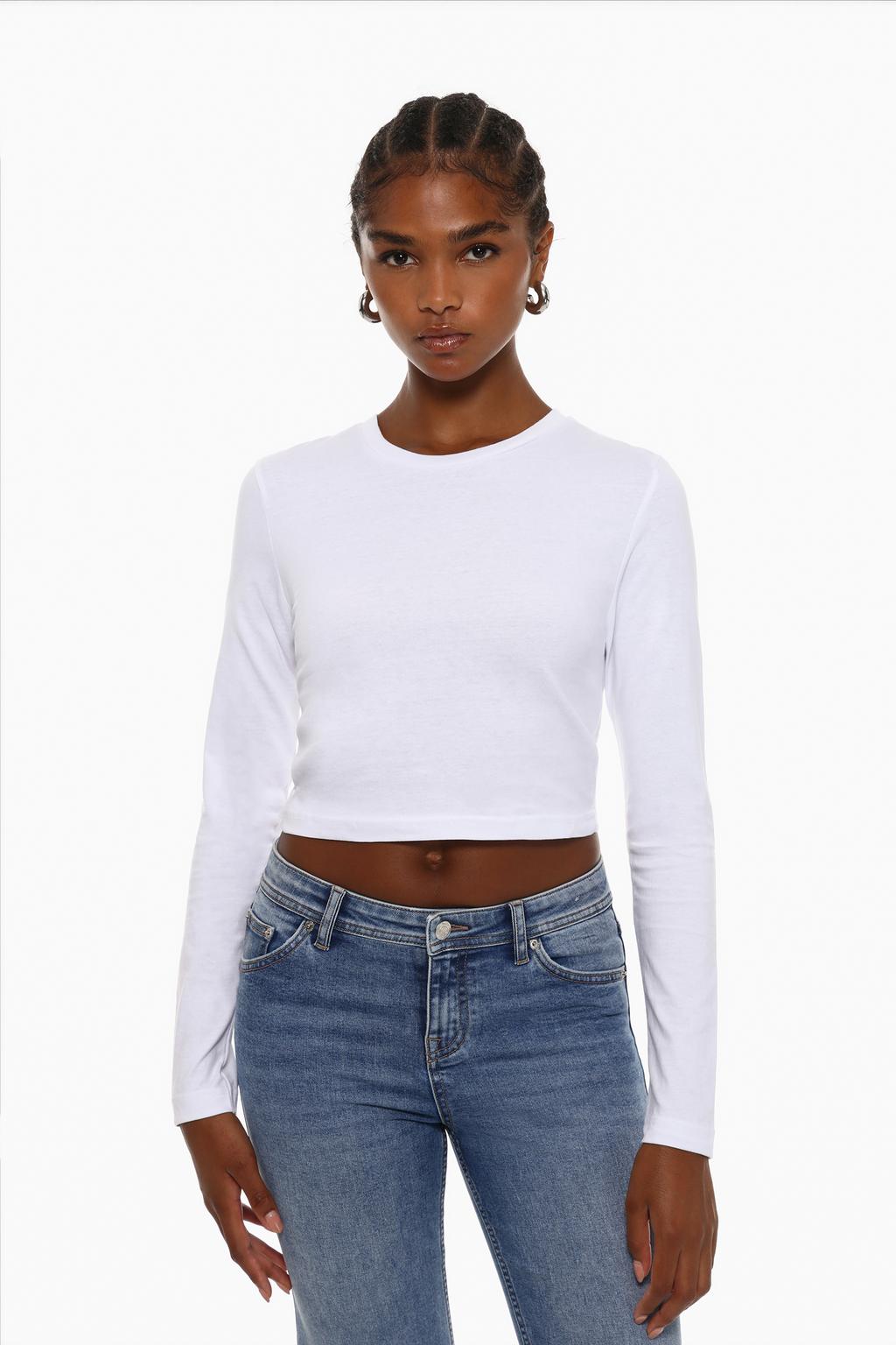 Cropped long sleeve top