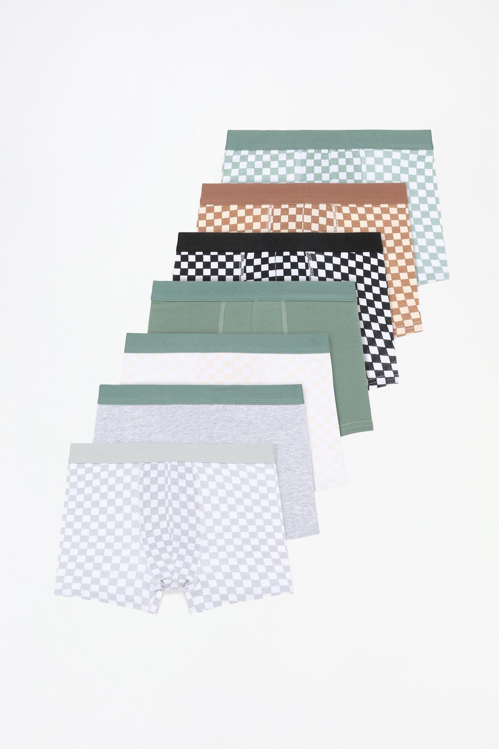 7-pack of check boxers