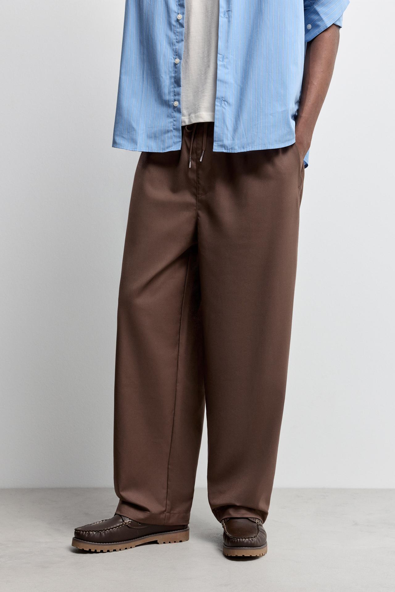 Baggy tailored joggers — BROWN
