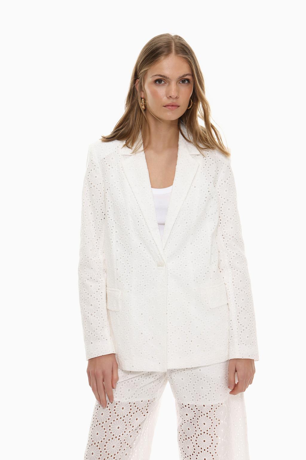 Blazer with Swiss embroidery