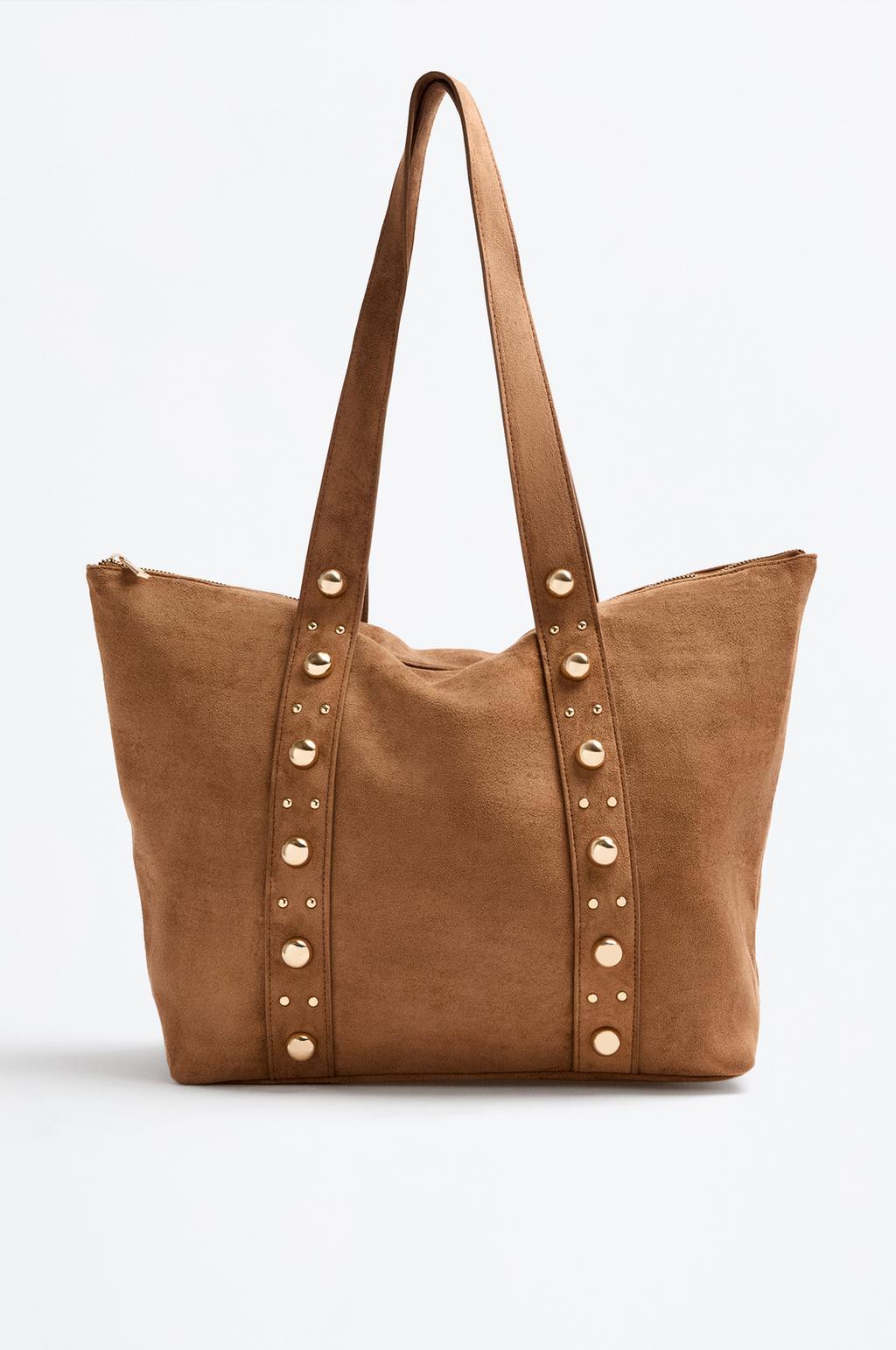 Bolso shopper tachas efecto suede
