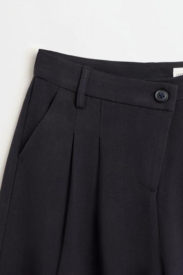 Balloon cross-button trousers — NAVY 3