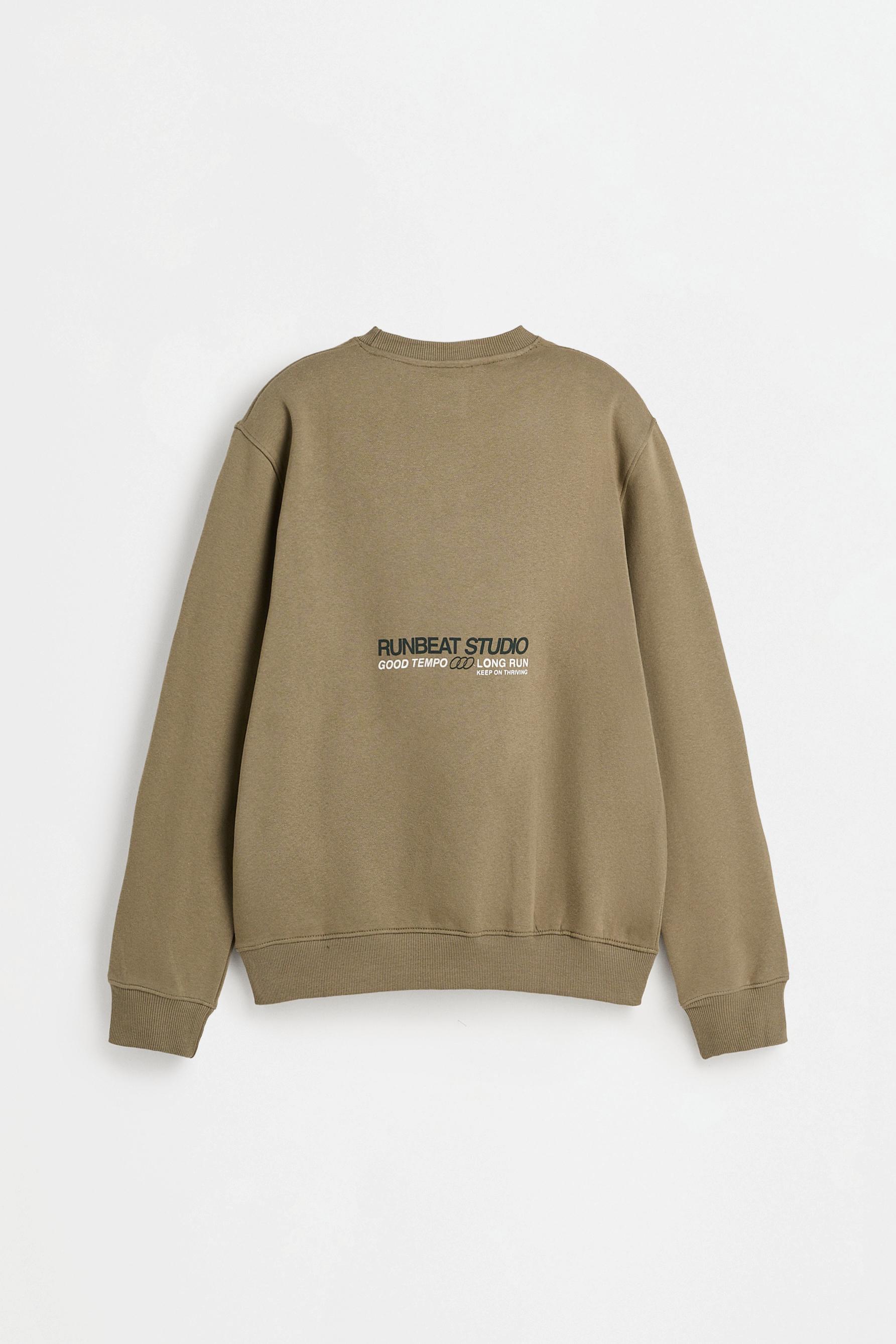 Text print sweatshirt — PALE KHAKI