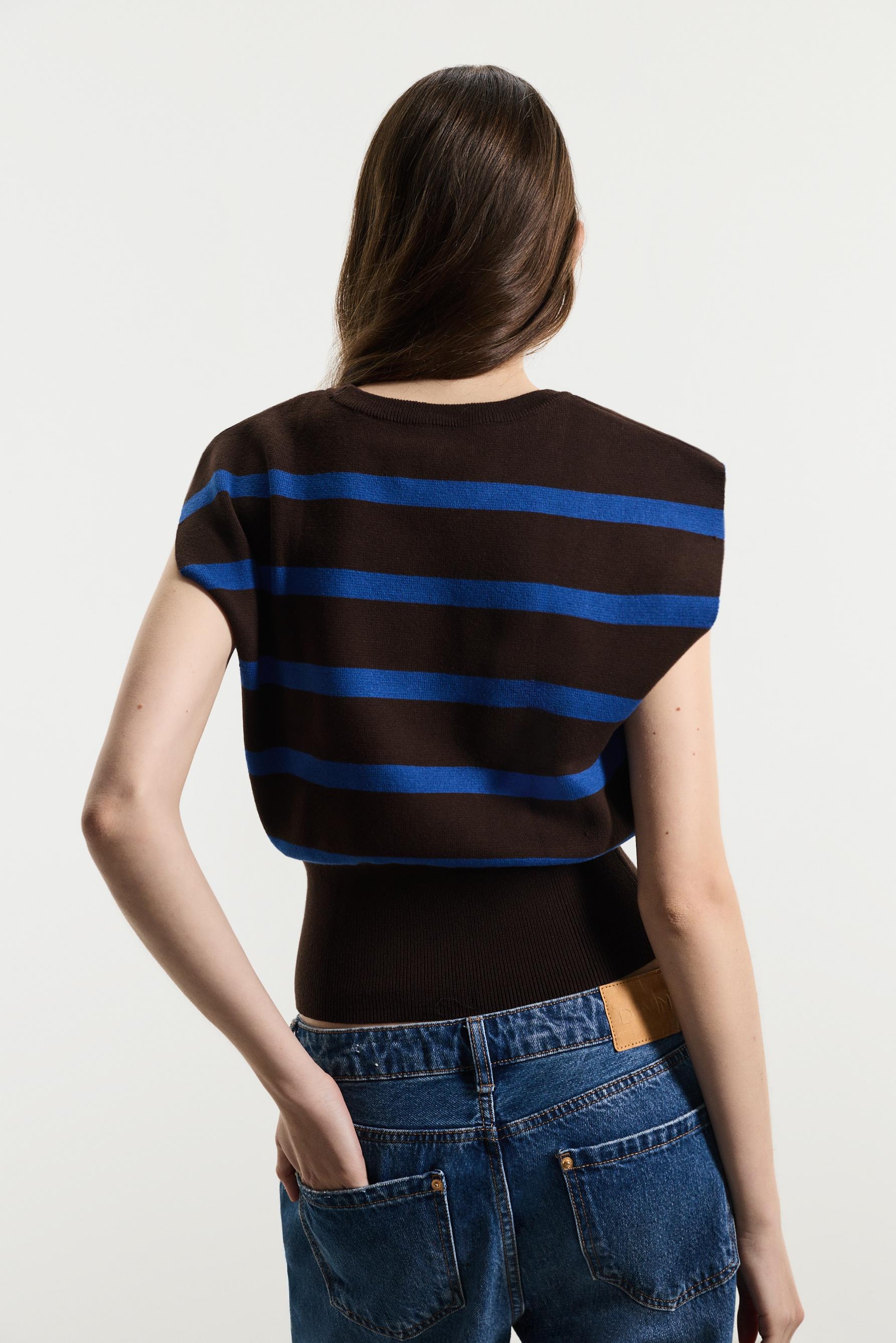 Voluminous top — BROWN/BLUE