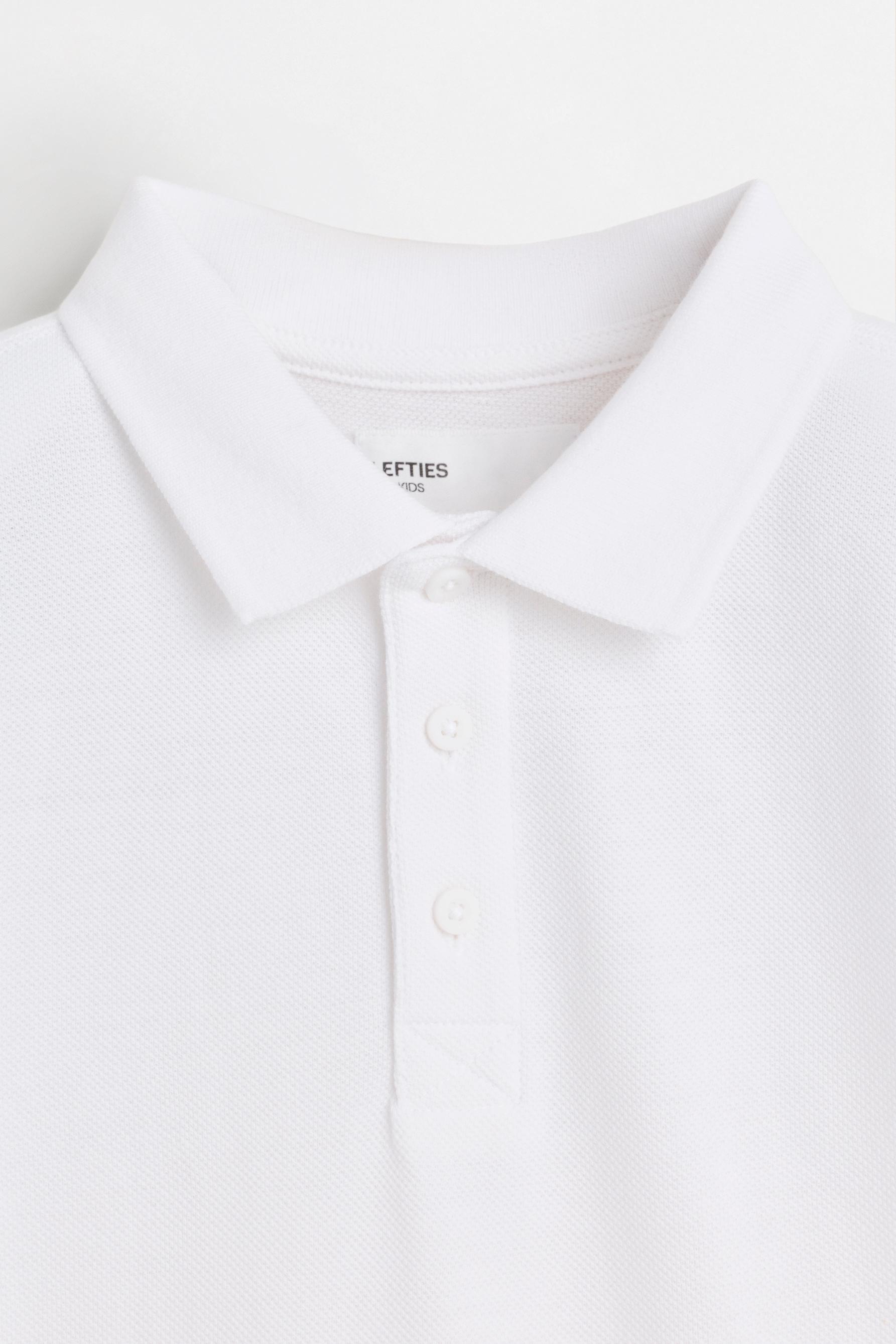 Basic long sleeve polo shirt — WHITE
