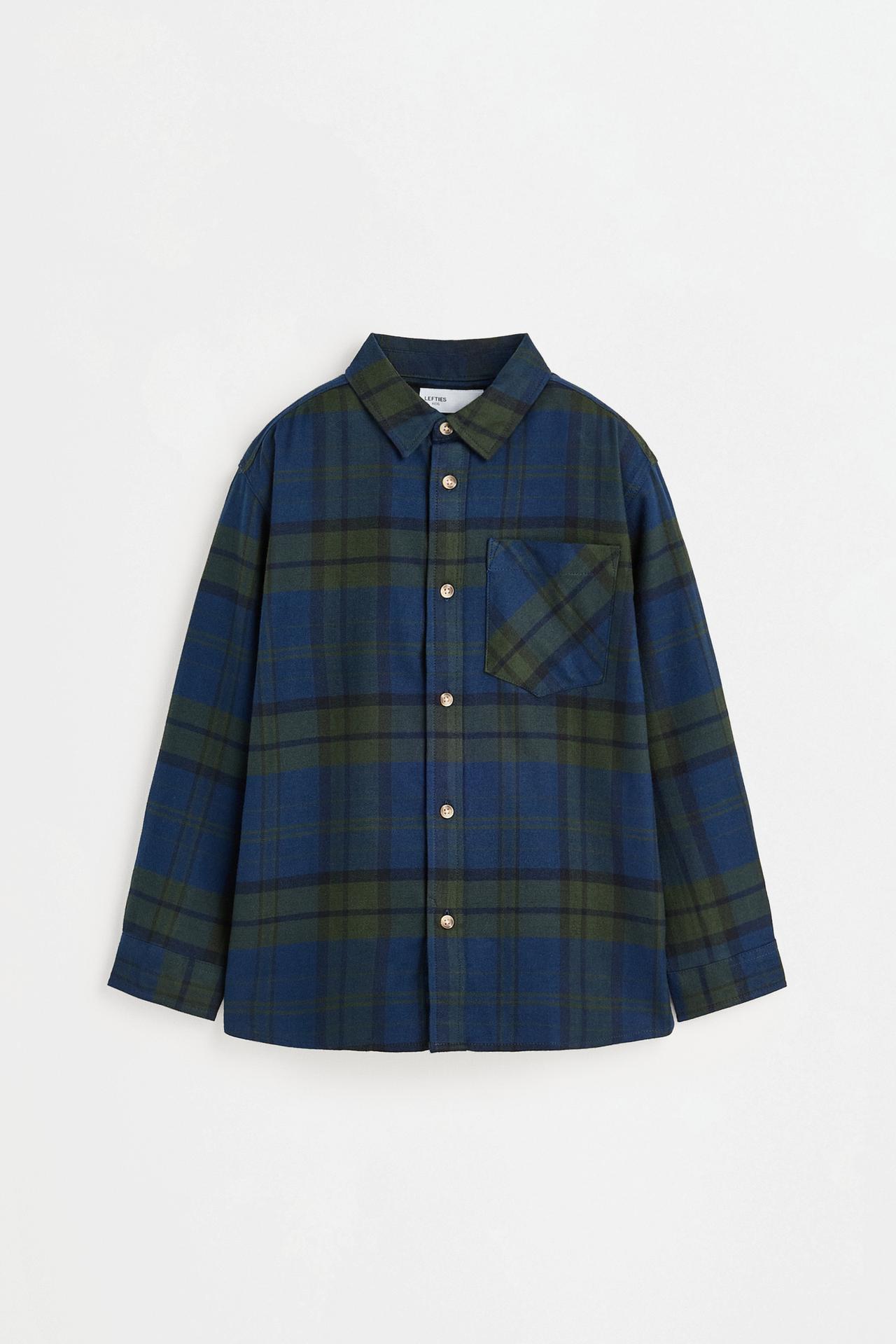 Plaid flannel shirt — BLUE