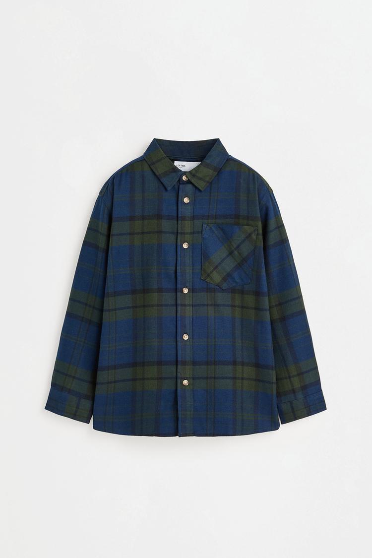 Plaid flannel shirt — BLUE
