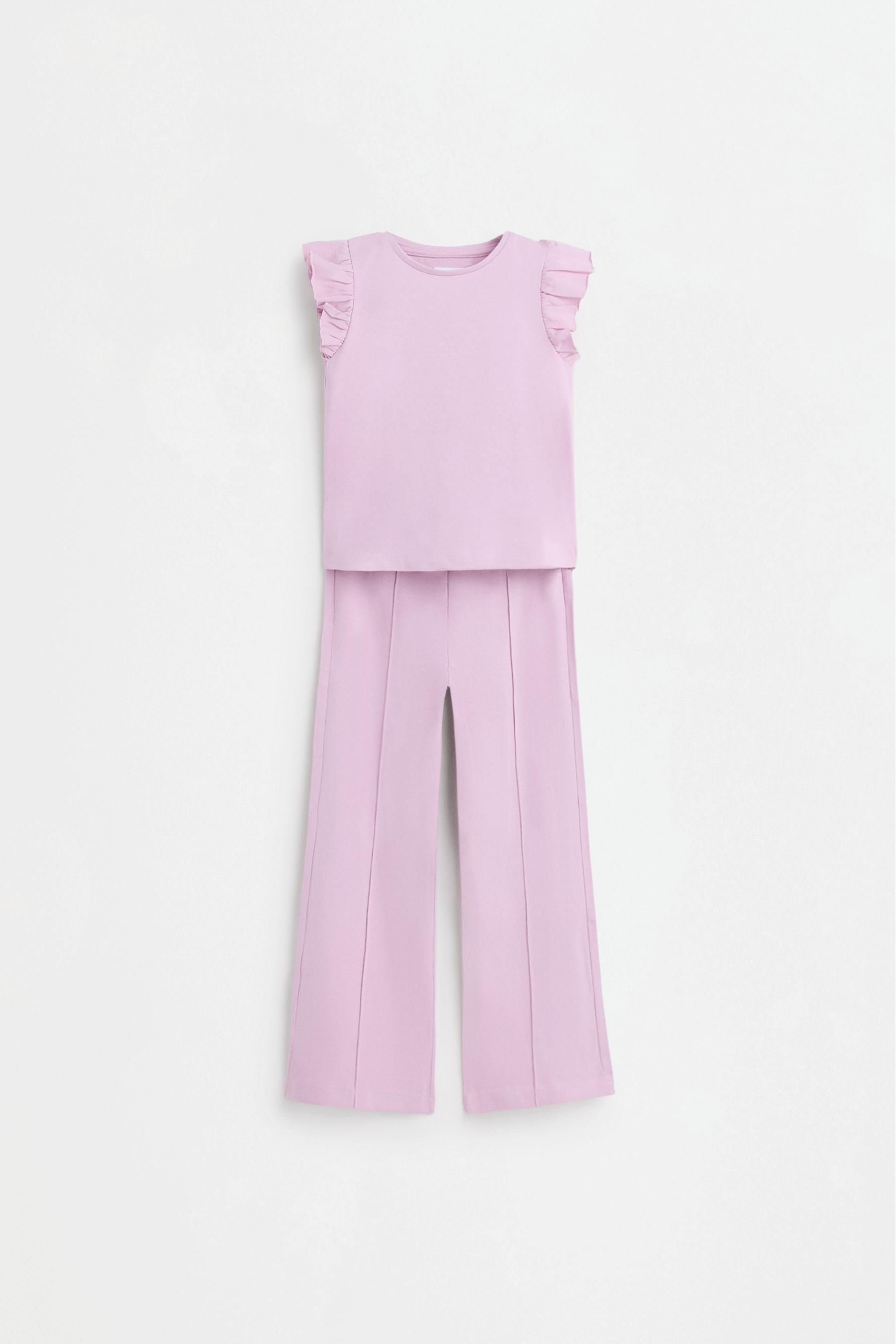 Heavy jersey T-shirt and trousers co-ord — PALE MAUVE
