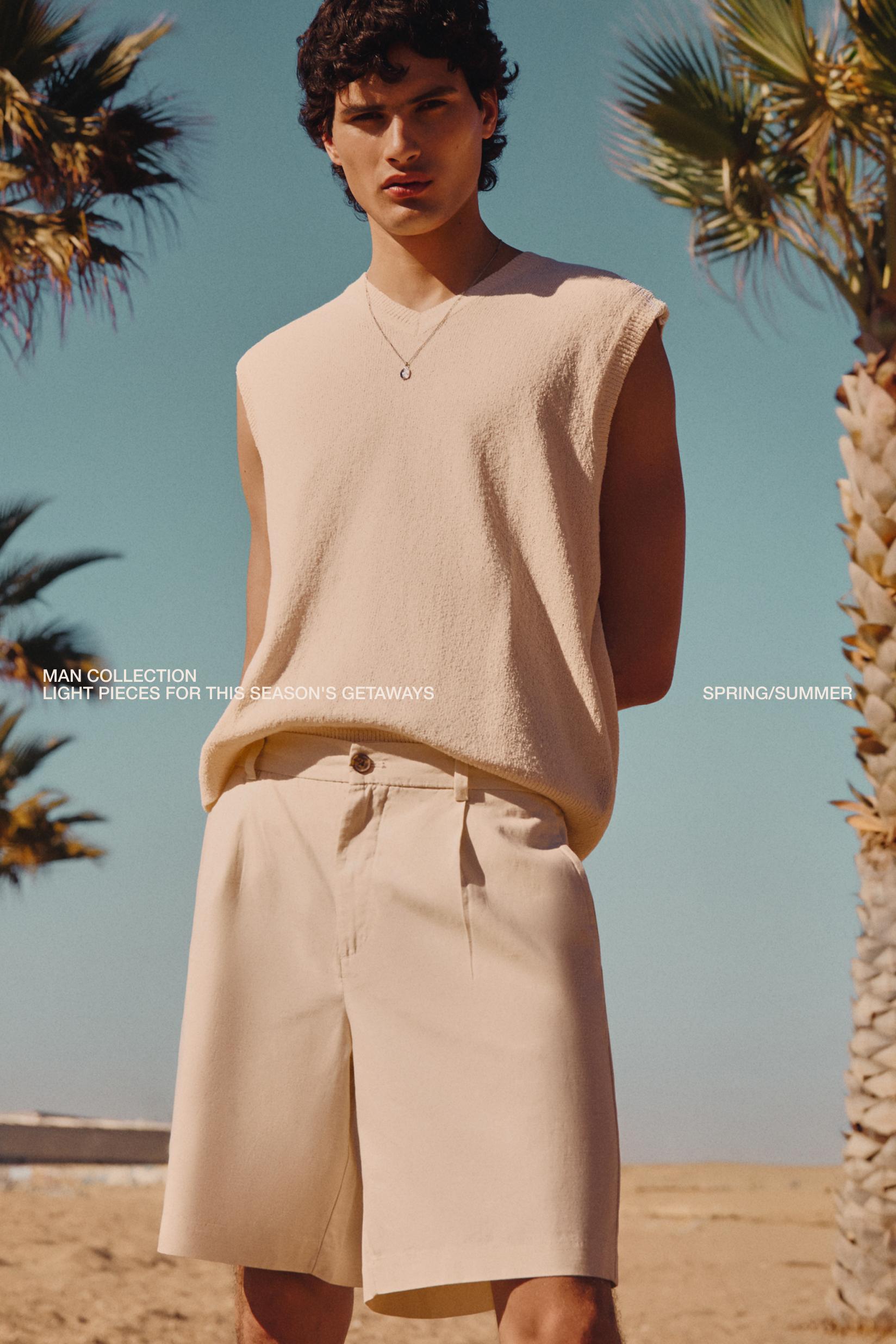 Pleated chino Bermuda shorts — GREY