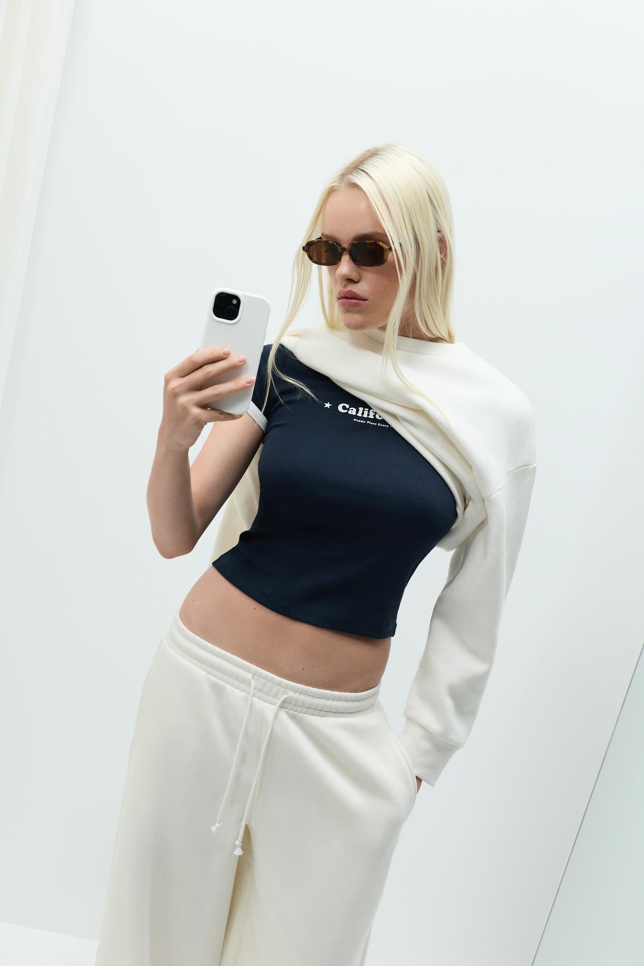 Gathered sweatshirt — ECRU