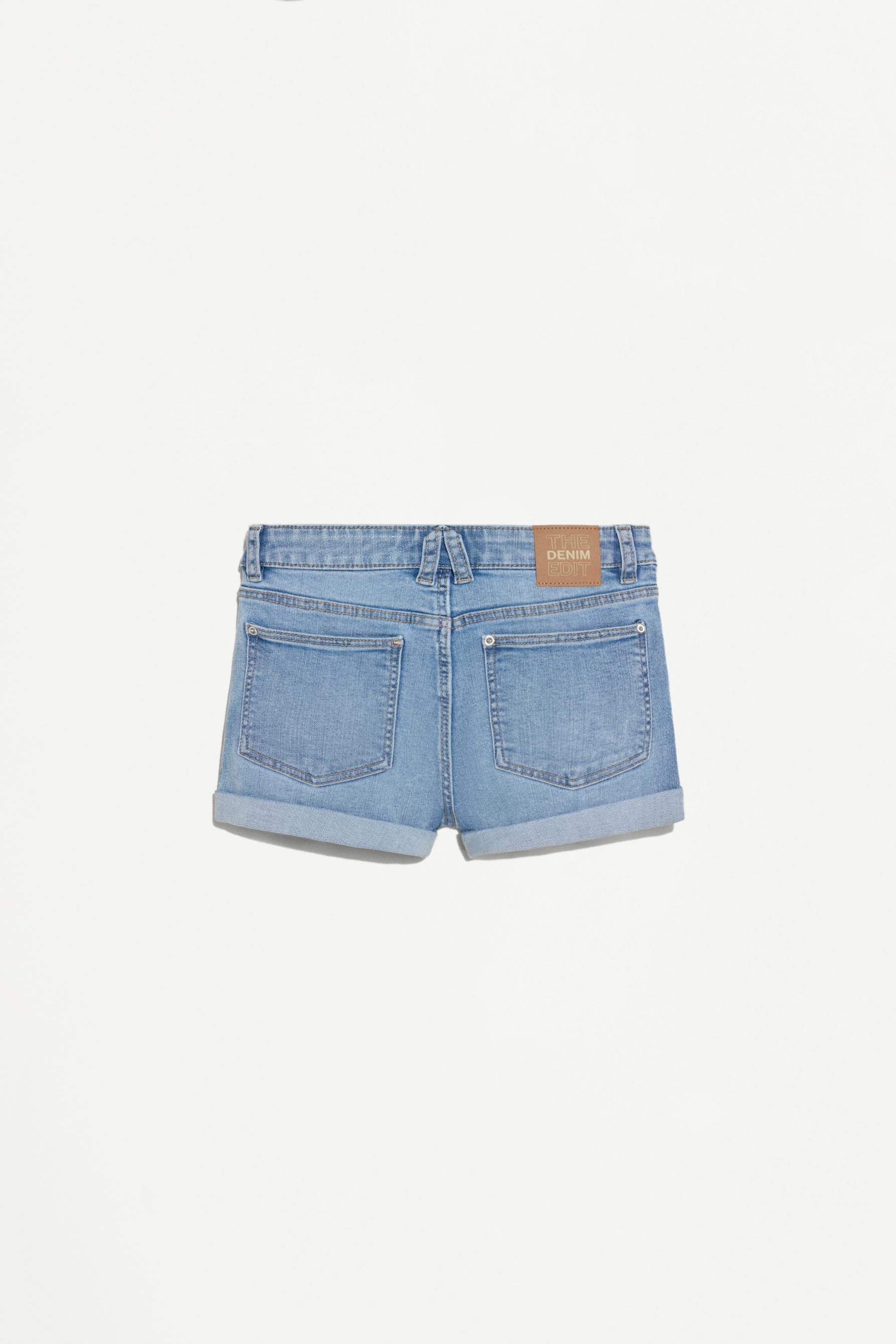 Stretch denim shorts — PALE BLUE