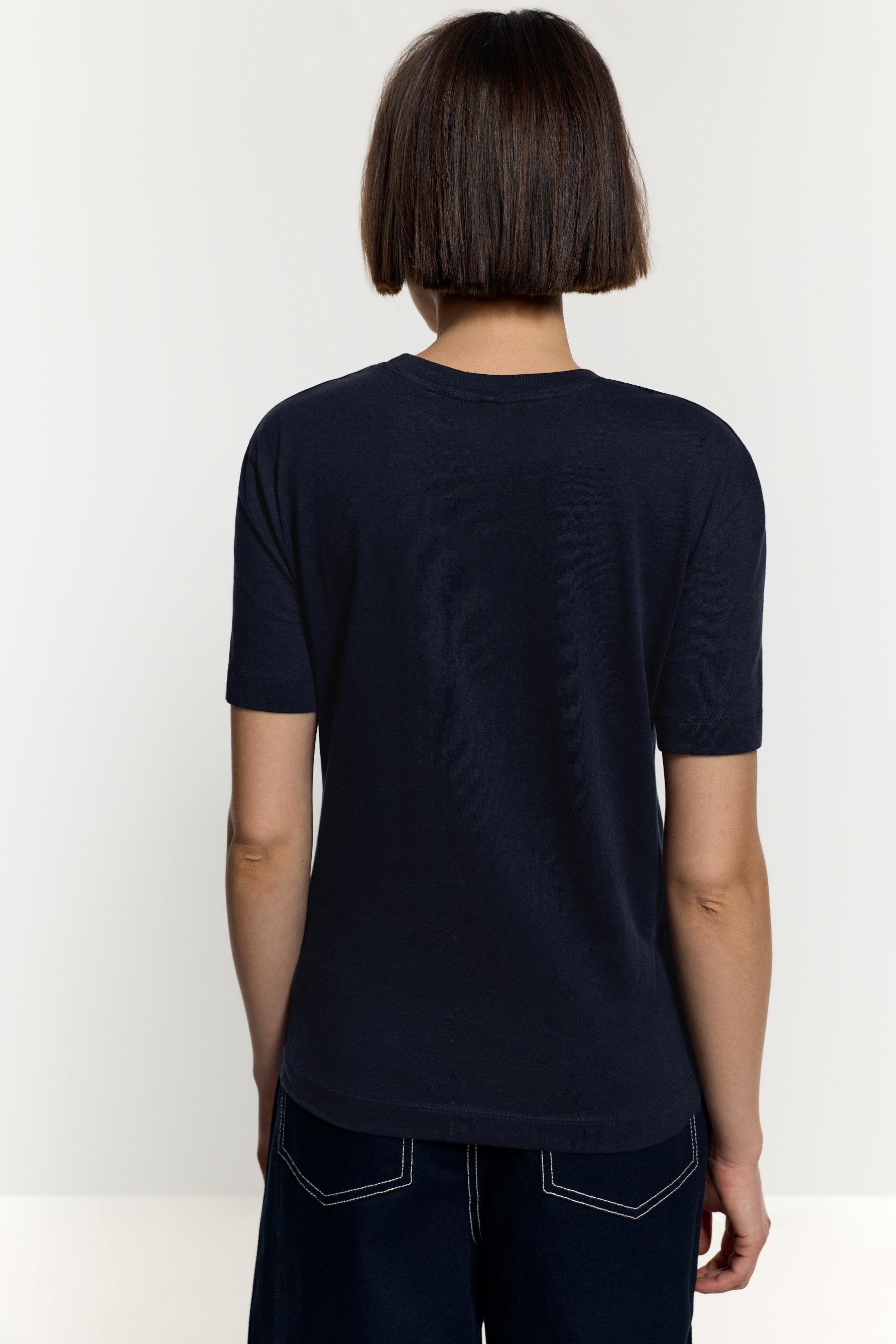Basic round neck T-shirt — NAVY