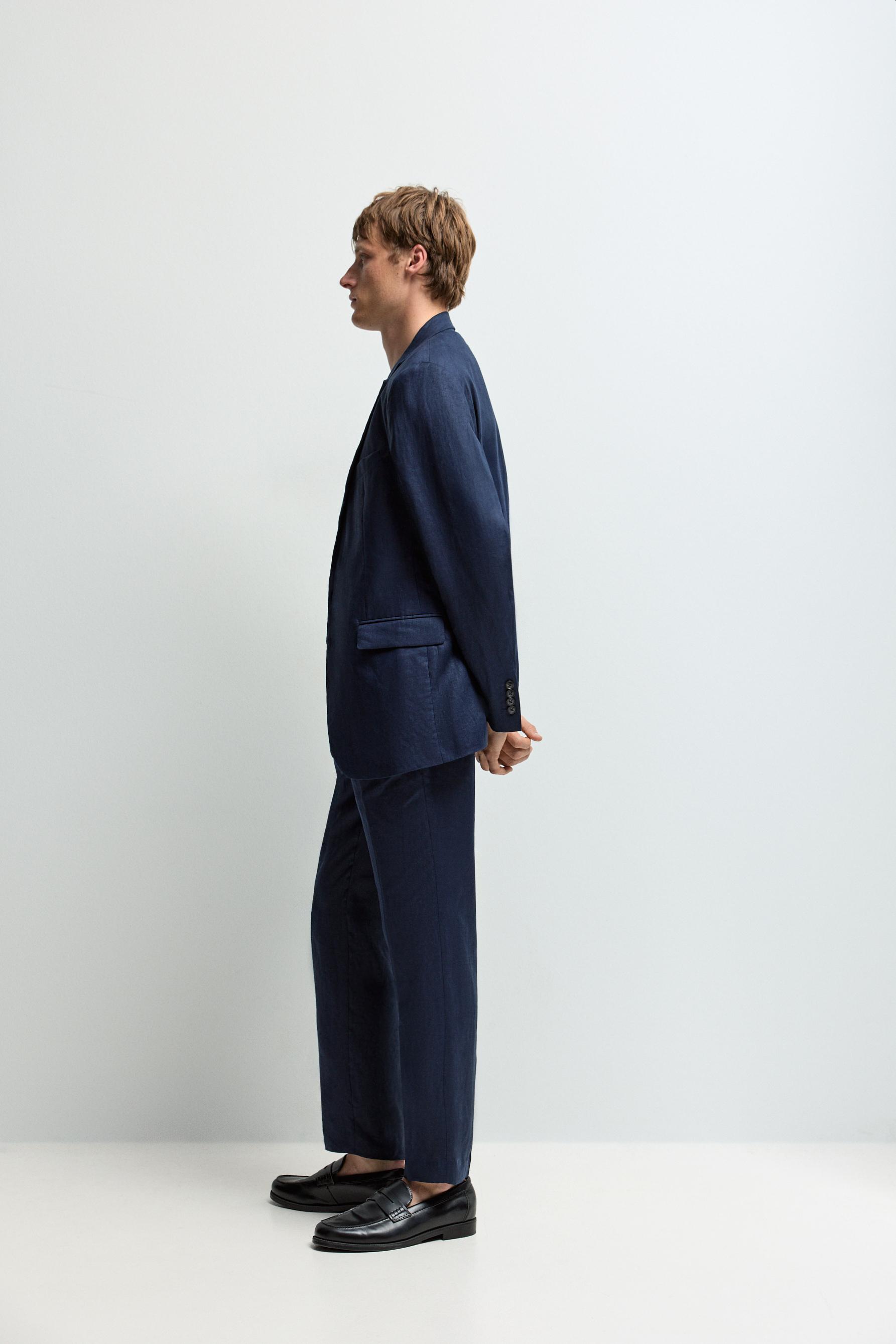 100% linen suit trousers — NAVY
