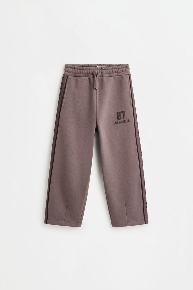 Side stripe plush trousers — MINK