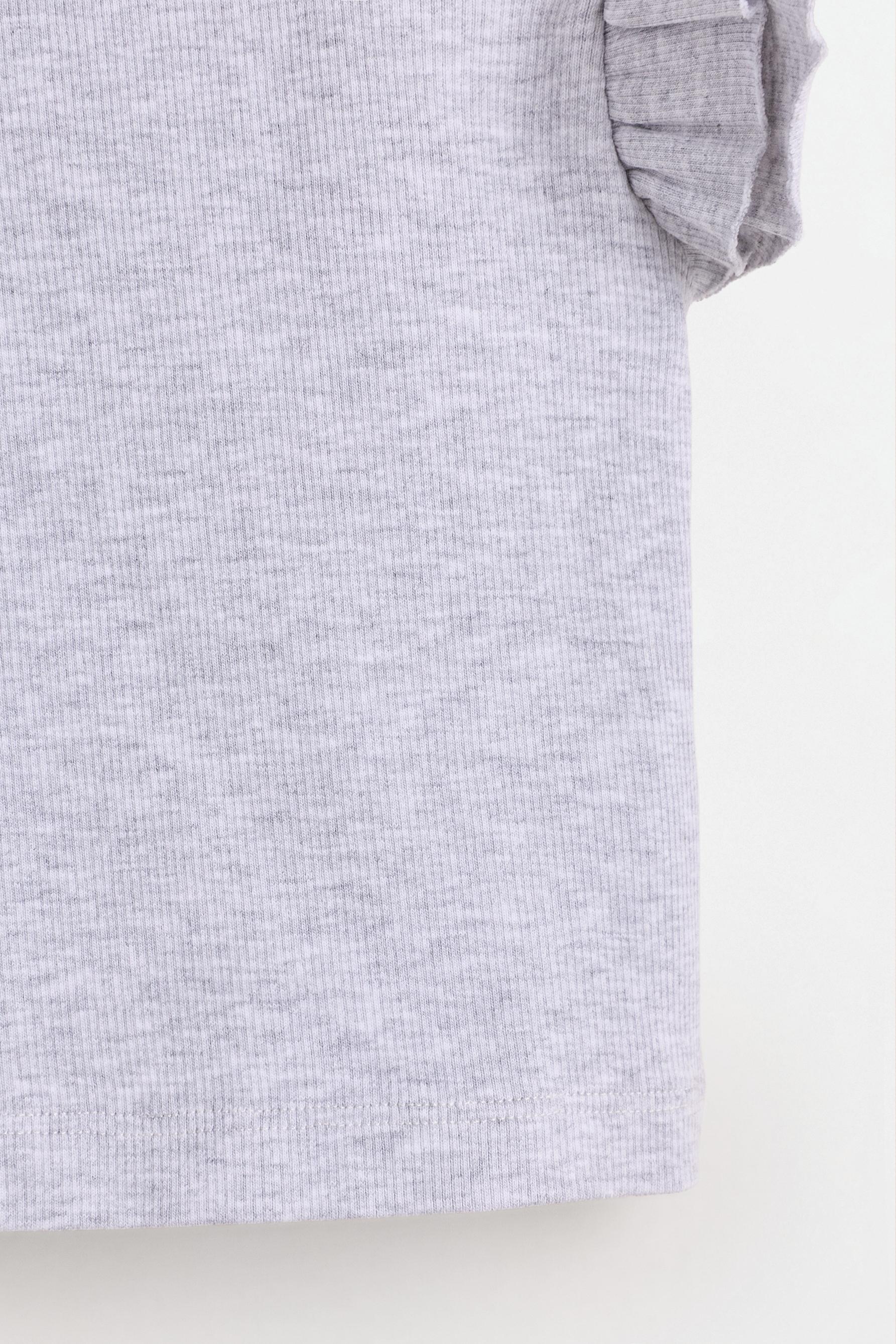 Ribbed T-shirt with ruffles — PALE GREY