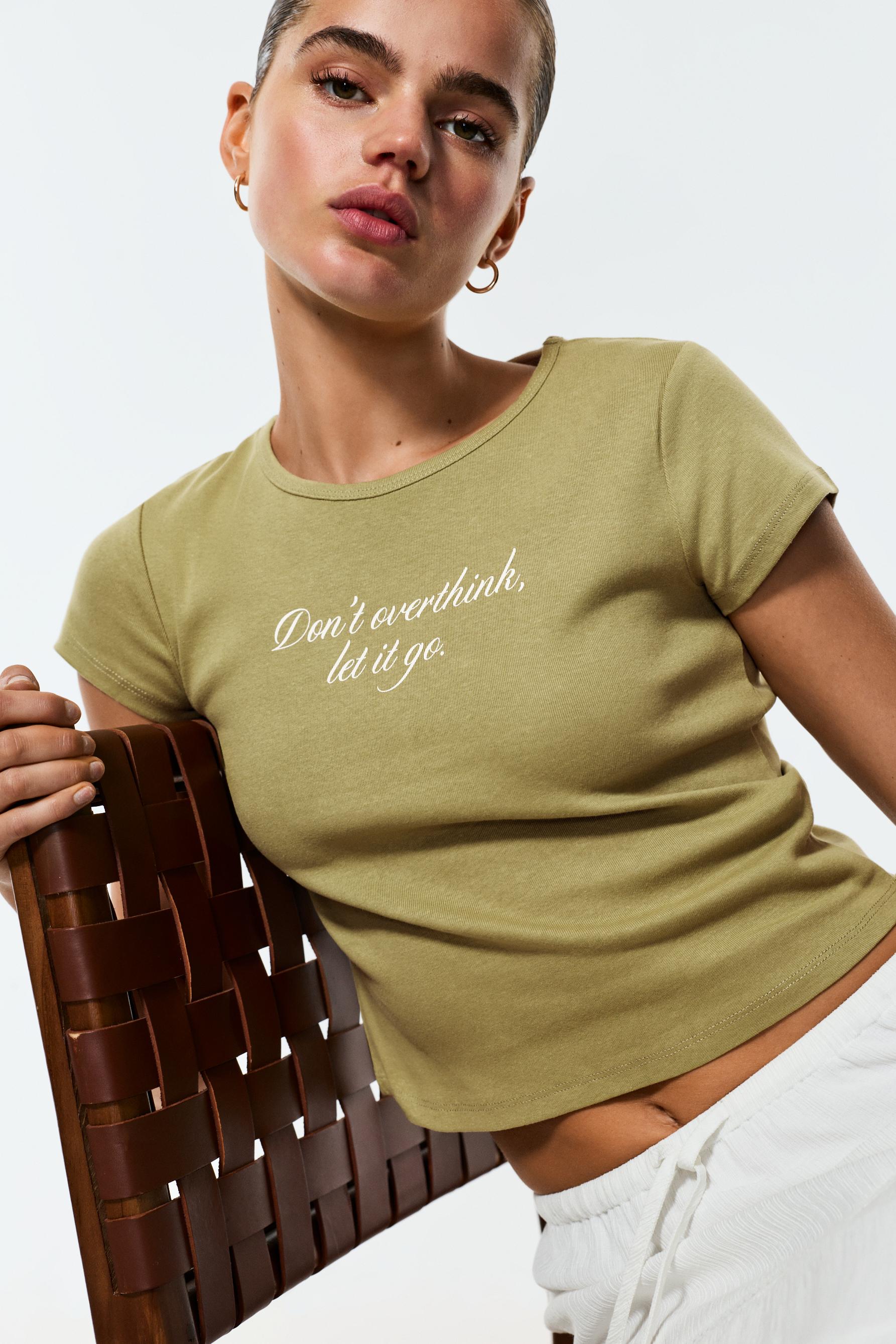 Printed Cropped T-Shirt — SAGE GREEN