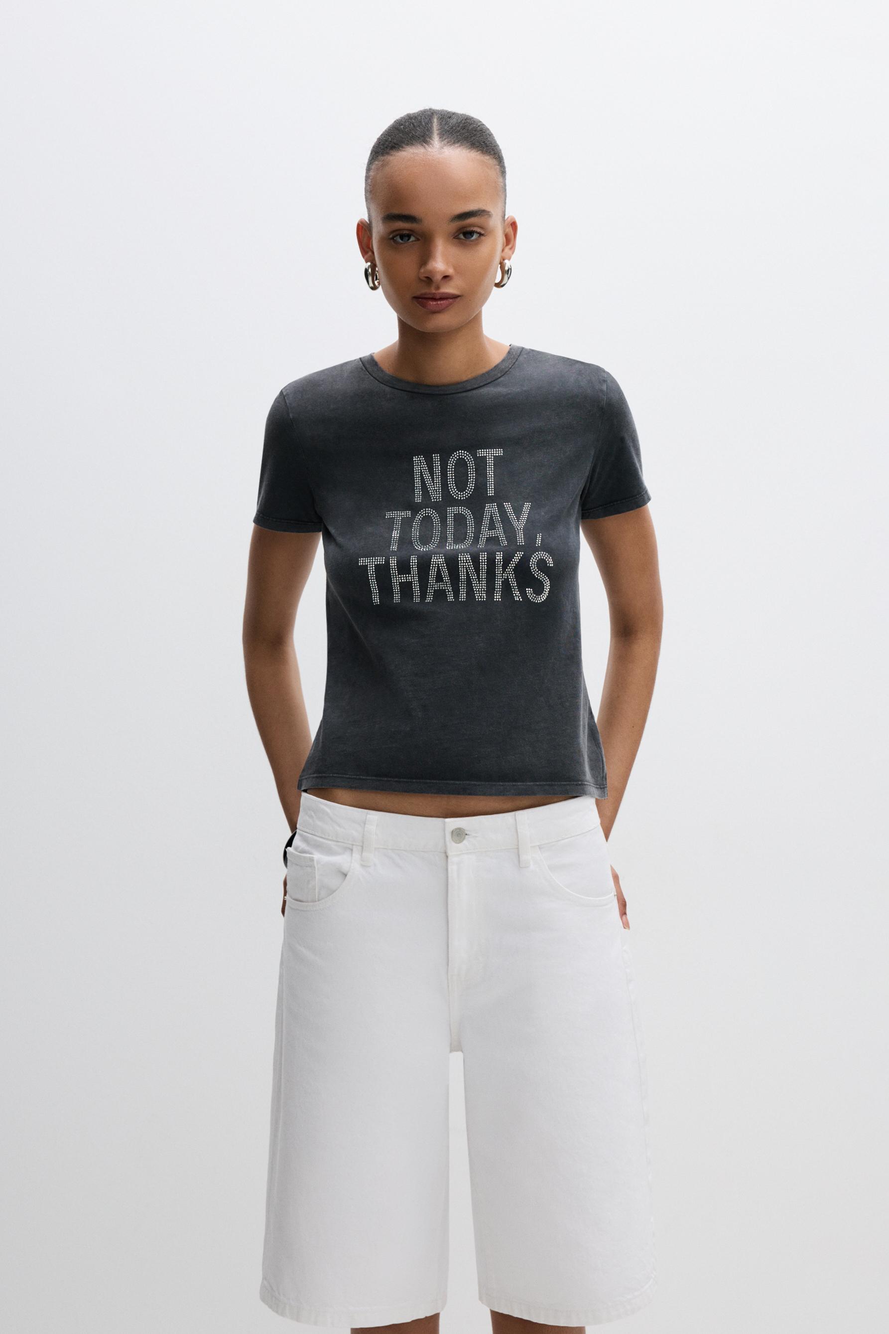 Camiseta strass efecto lavado