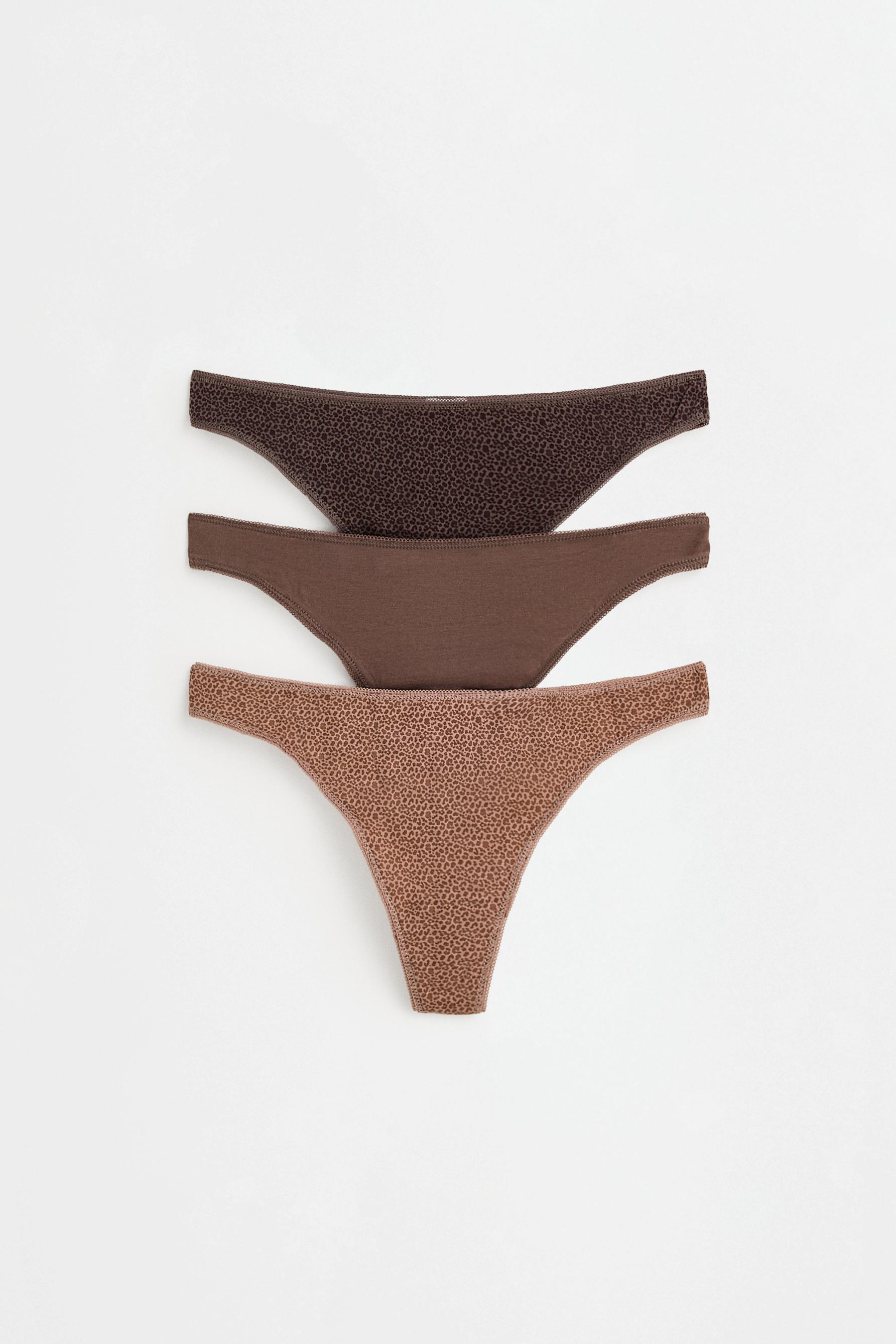 3-Pack Assorted Cotton Thongs — INDIGO BLUE