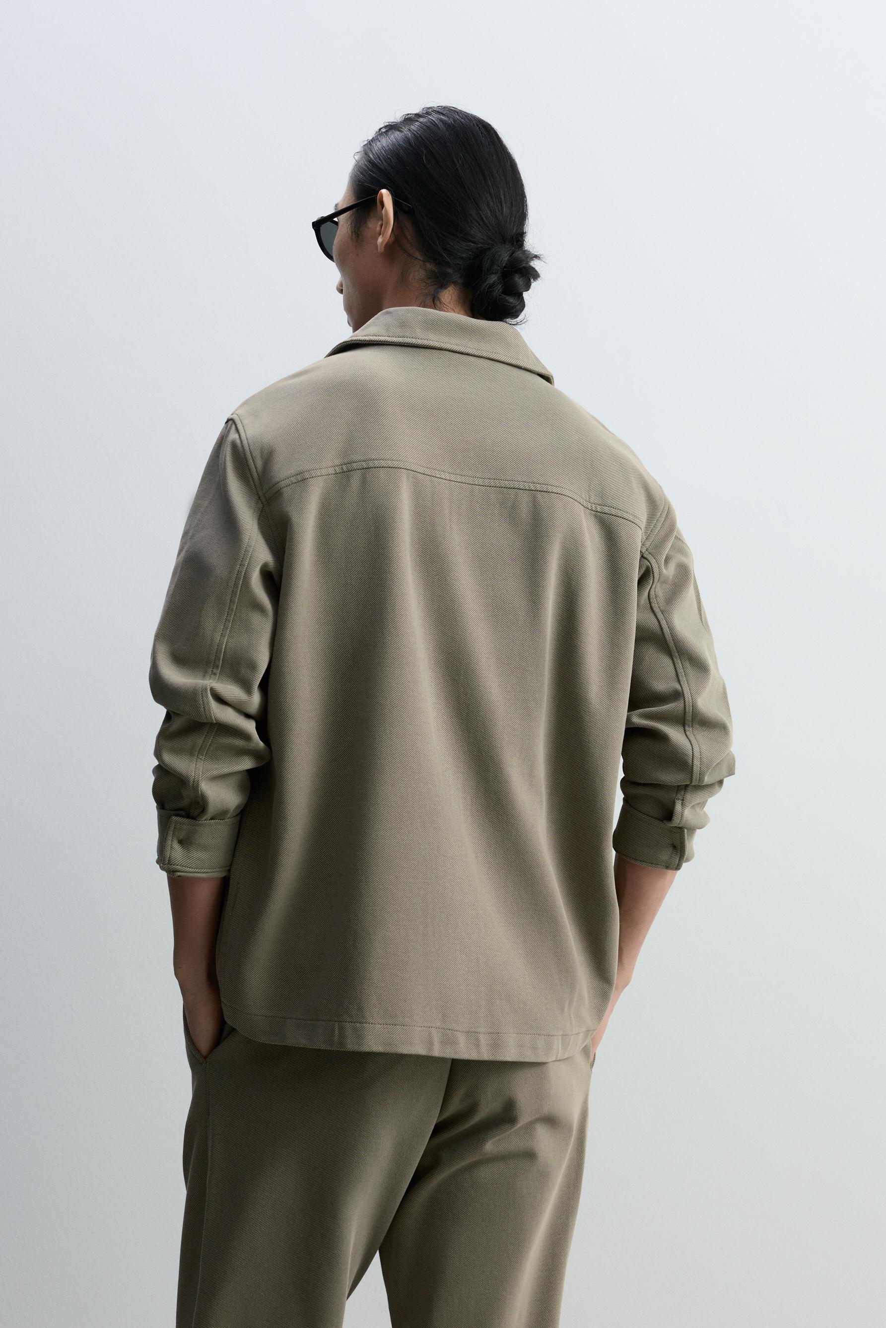 Textured pocket overshirt — KHAKI