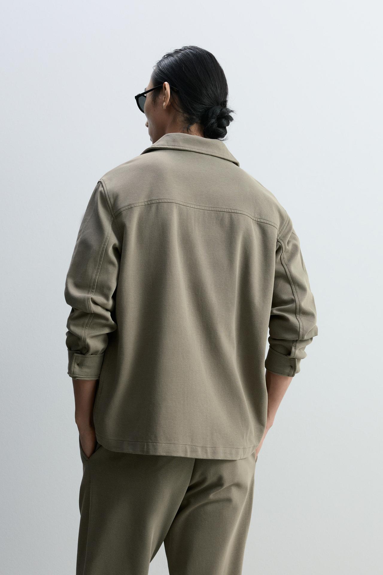 Textured pocket overshirt — KHAKI