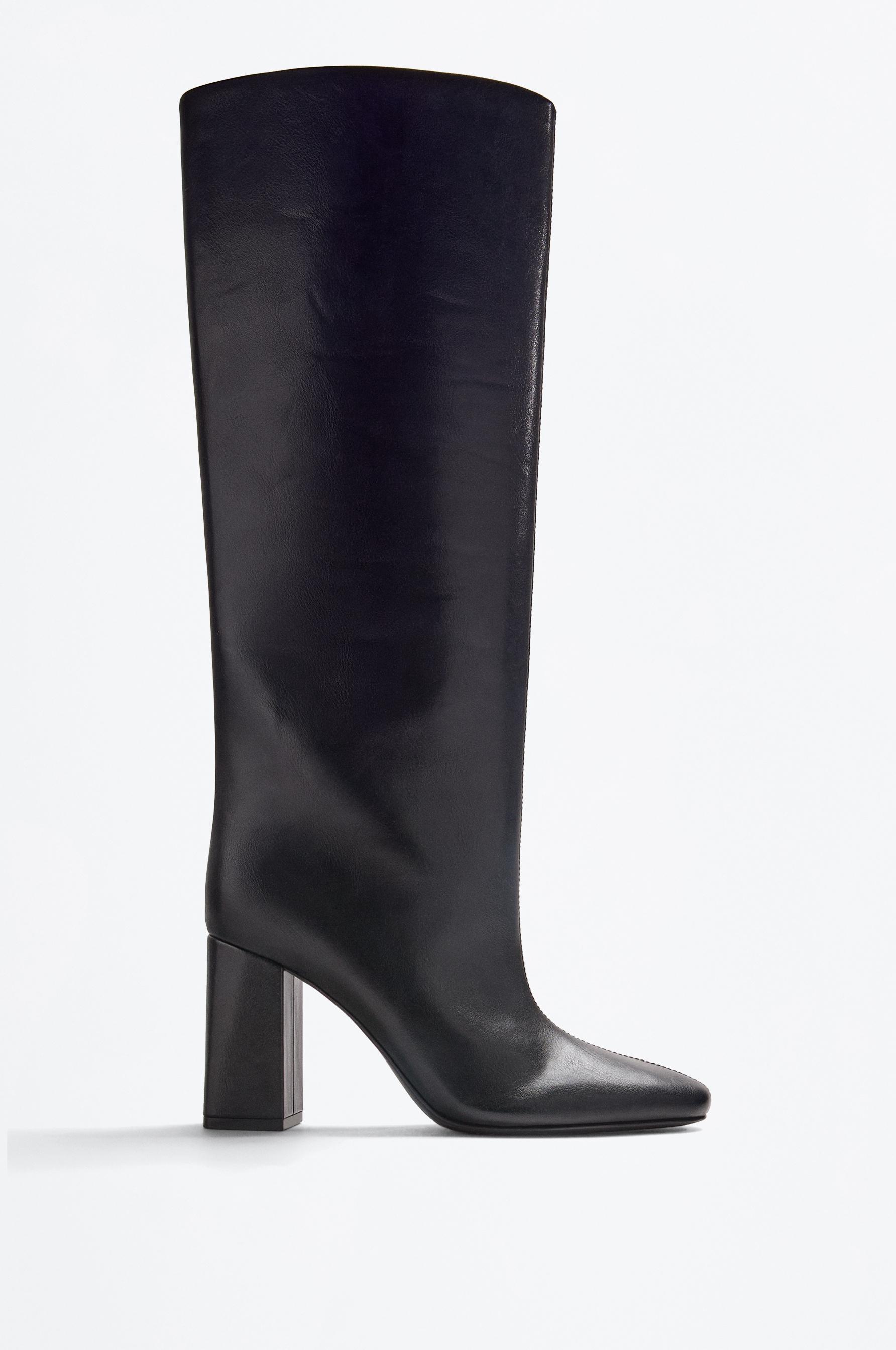 Knee-high heeled boots — BLACK