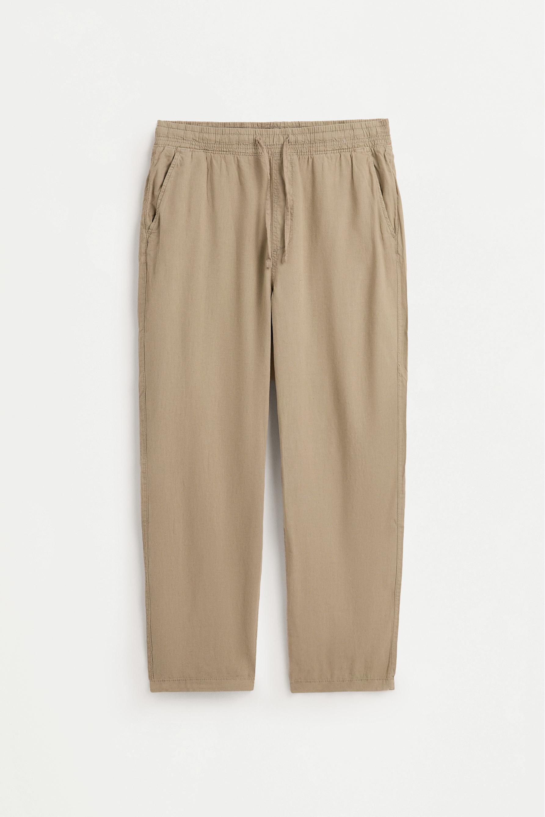 Linen-cotton jogger trousers — KHAKI