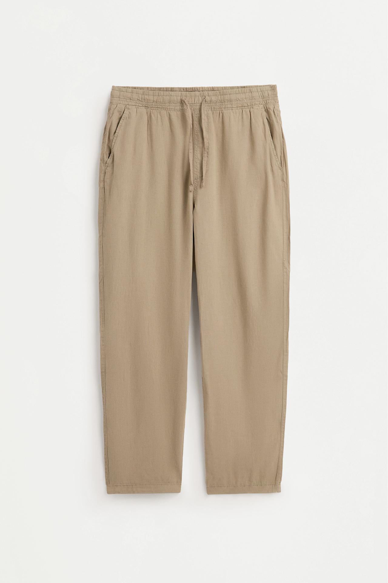 Linen-cotton jogger trousers — KHAKI