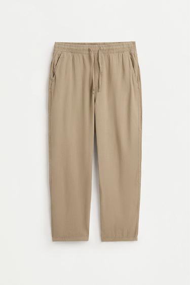 Linen-cotton jogger trousers — KHAKI 6