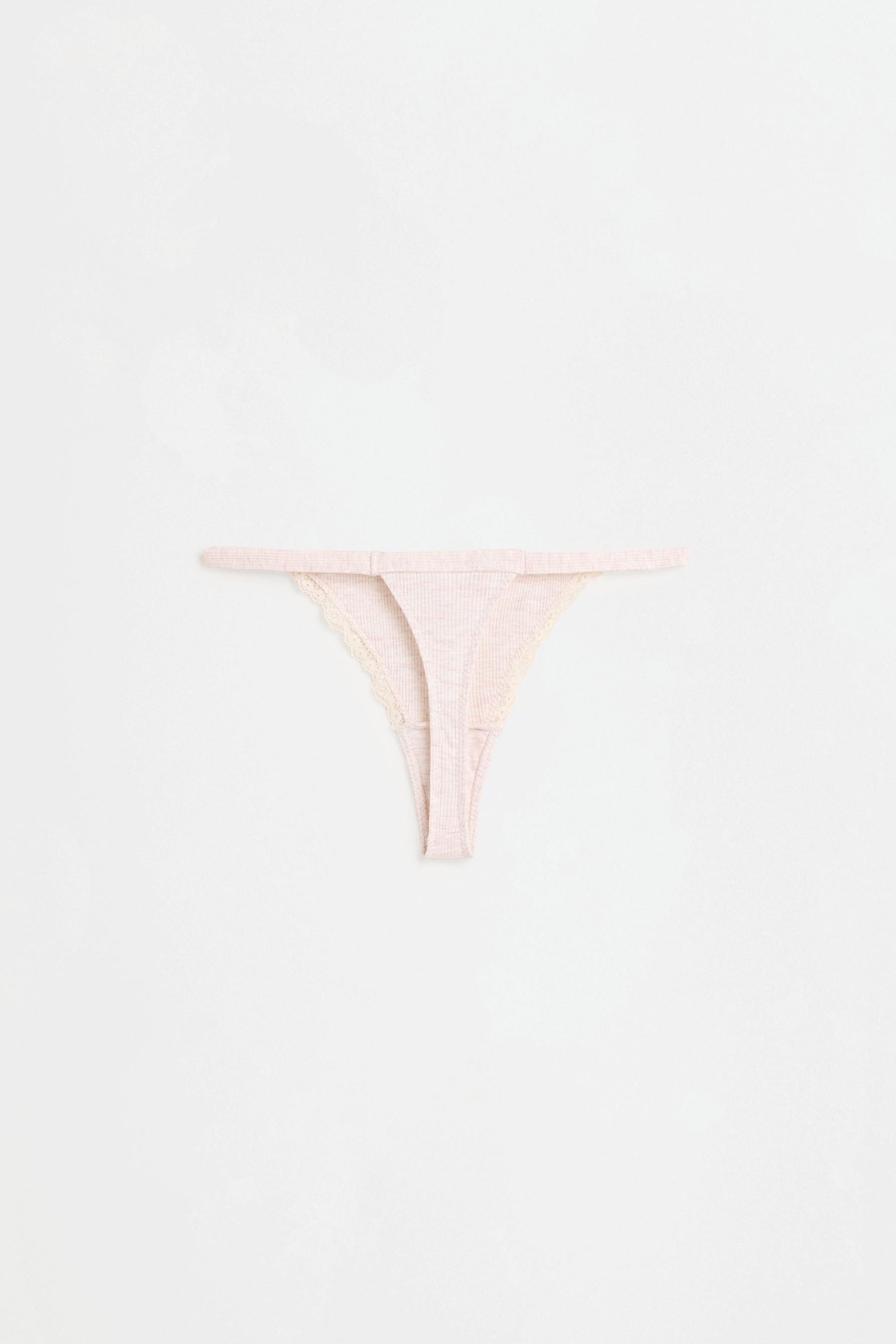 Lace Detail Thong (2-Pack) — PASTEL PINK