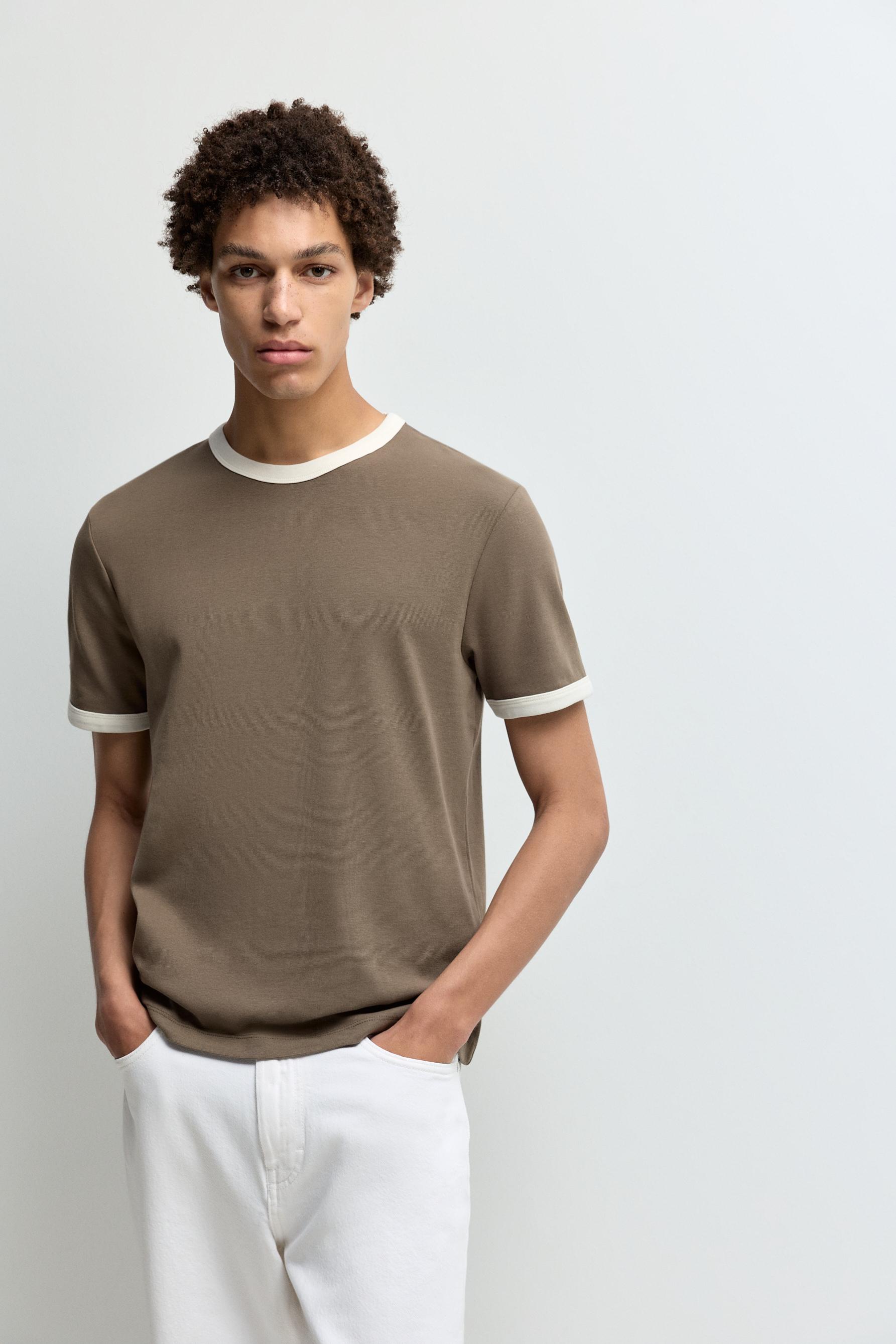 Contrast T-shirt — CARAMEL