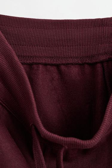 Plush trousers with knee stitching — WINE 3