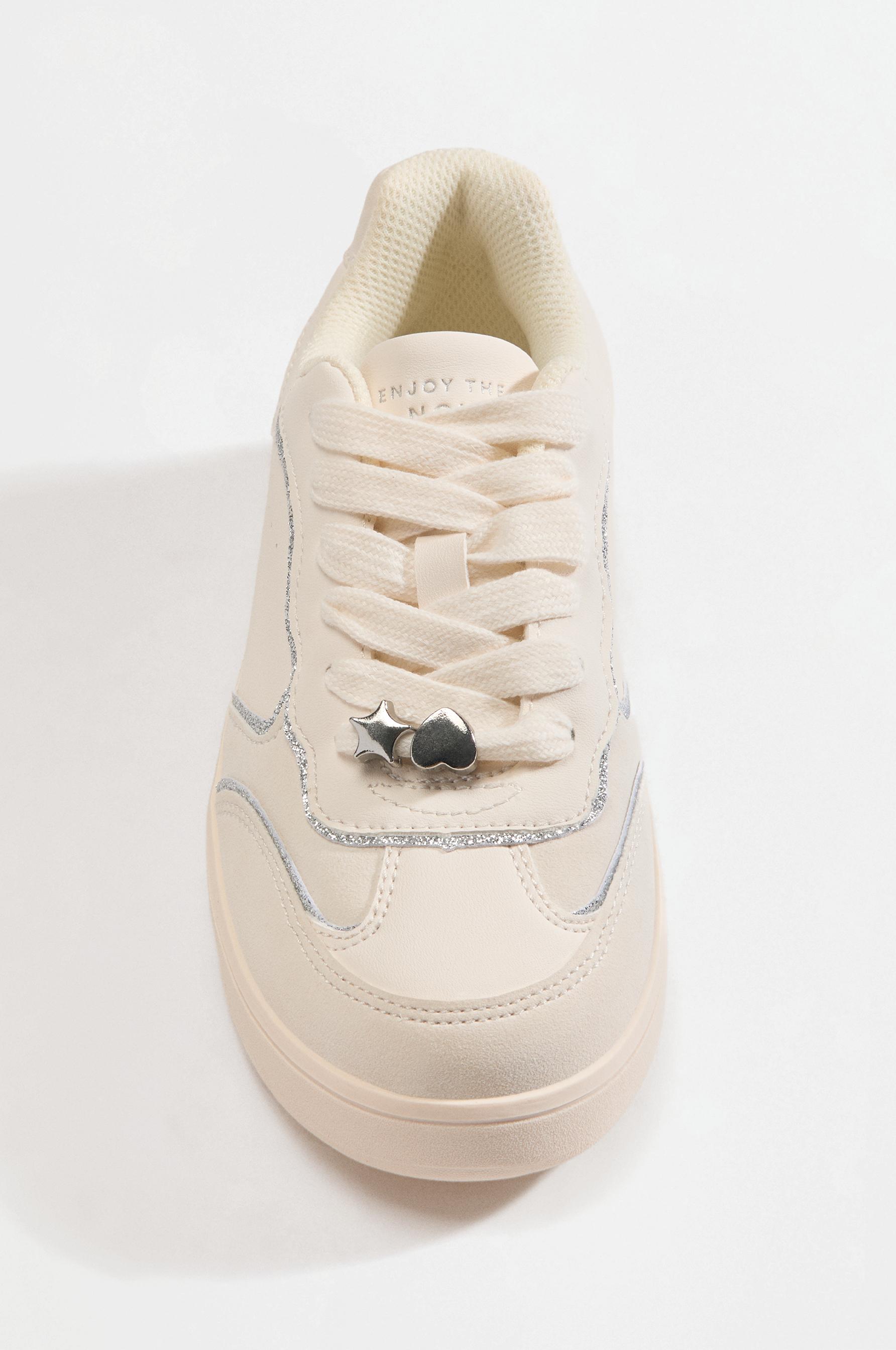 Glitter charm sneakers — WHITE
