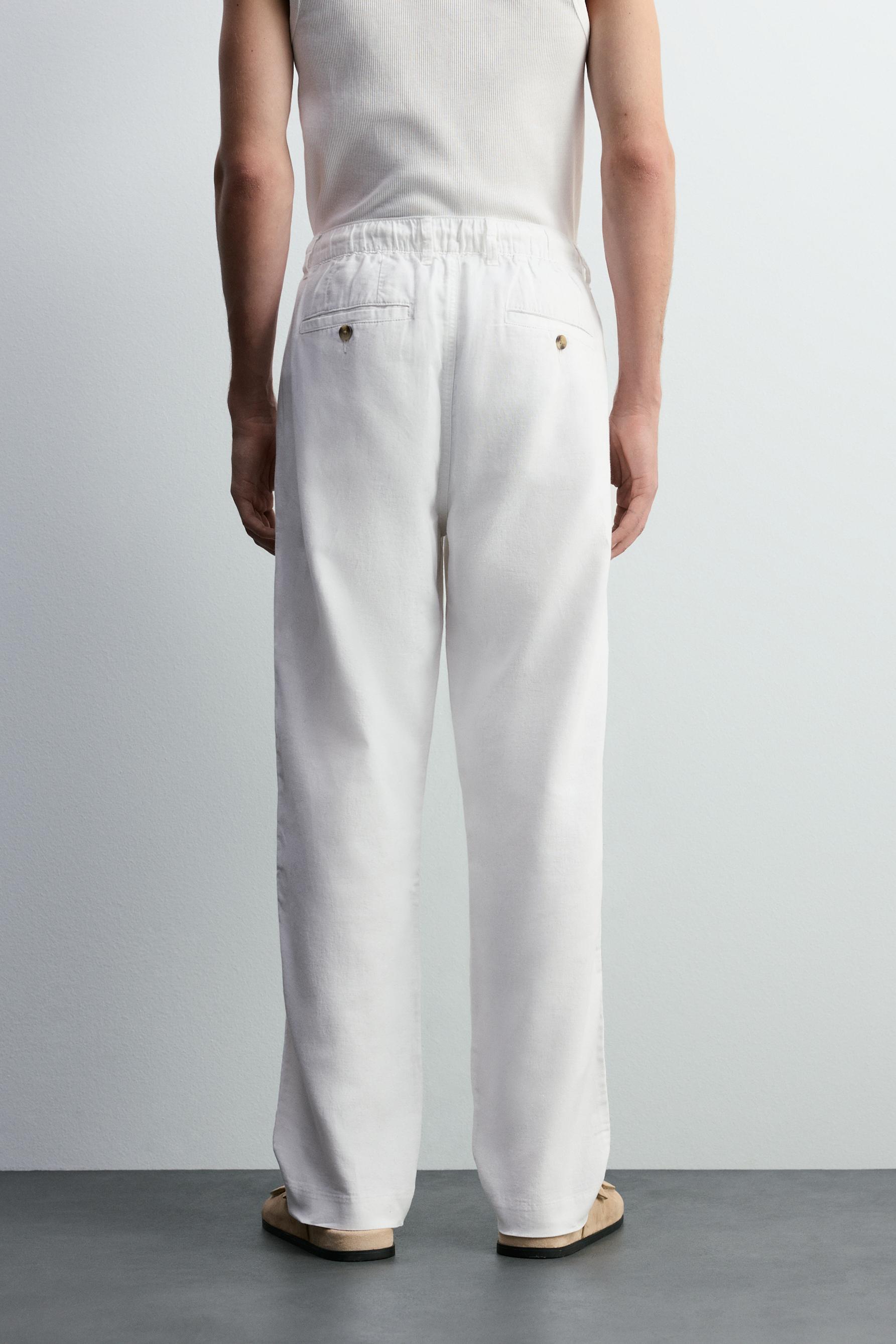 Cotton - linen smart trousers — WHITE