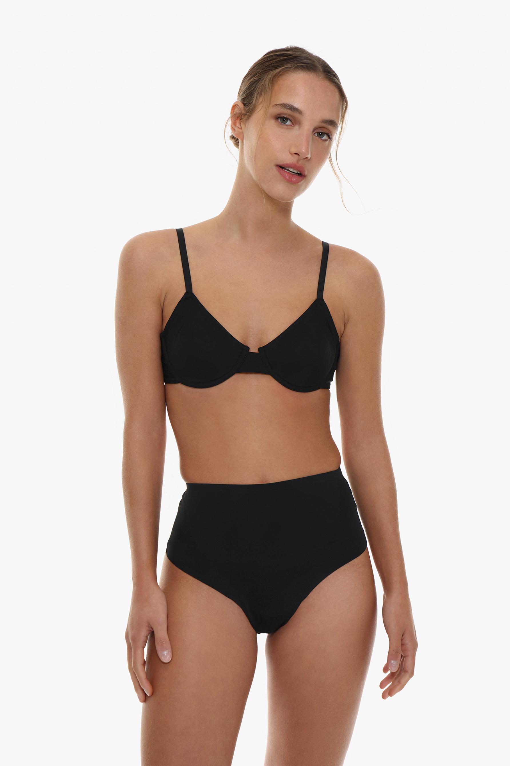Microfibre shapewear thong — BLACK