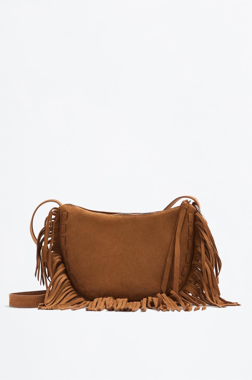 Bolso bandolera flecos efecto ante Cangurera Porta móvil