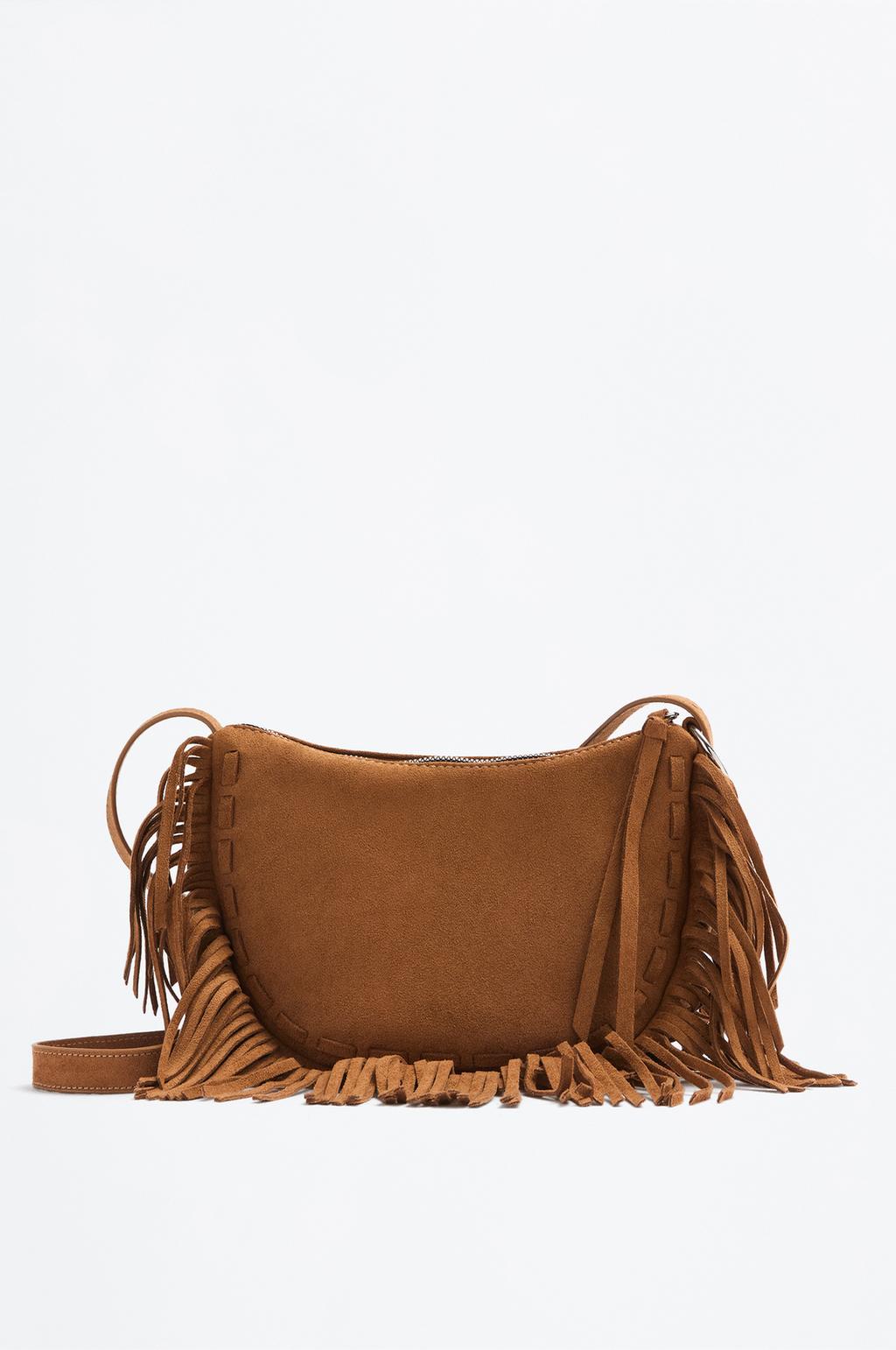 Bolso bandolera flecos efecto ante